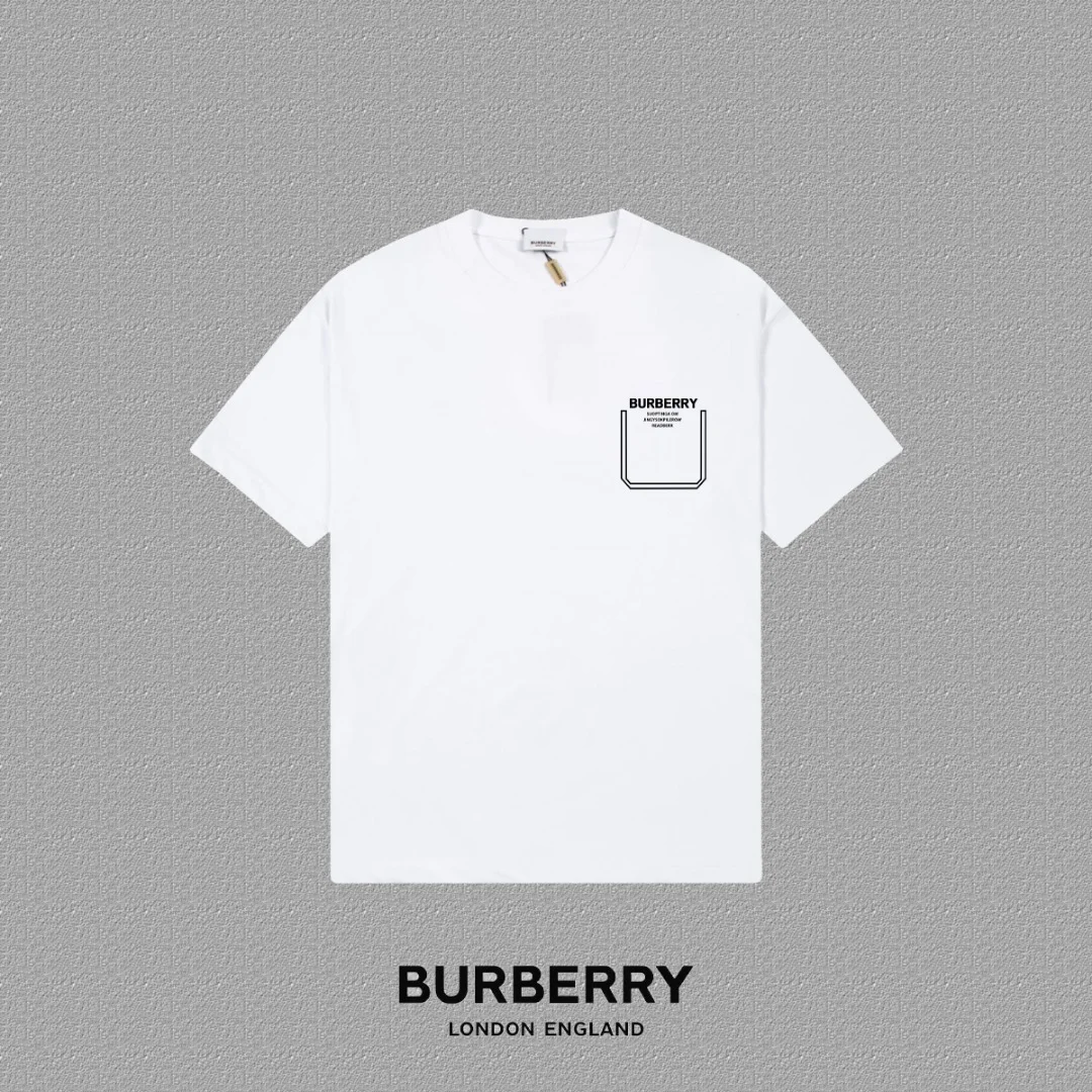 Burberry 2025FW White Thick-Plate Letter Logo Heavy-Fabric T-Shirt
