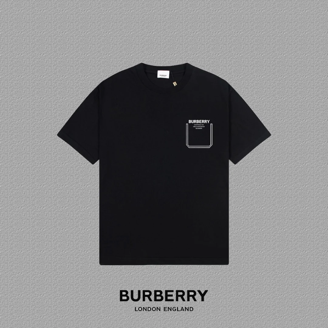 Burberry 2025FW Black Thick-Plate Letter Logo Heavy-Fabric T-Shirt