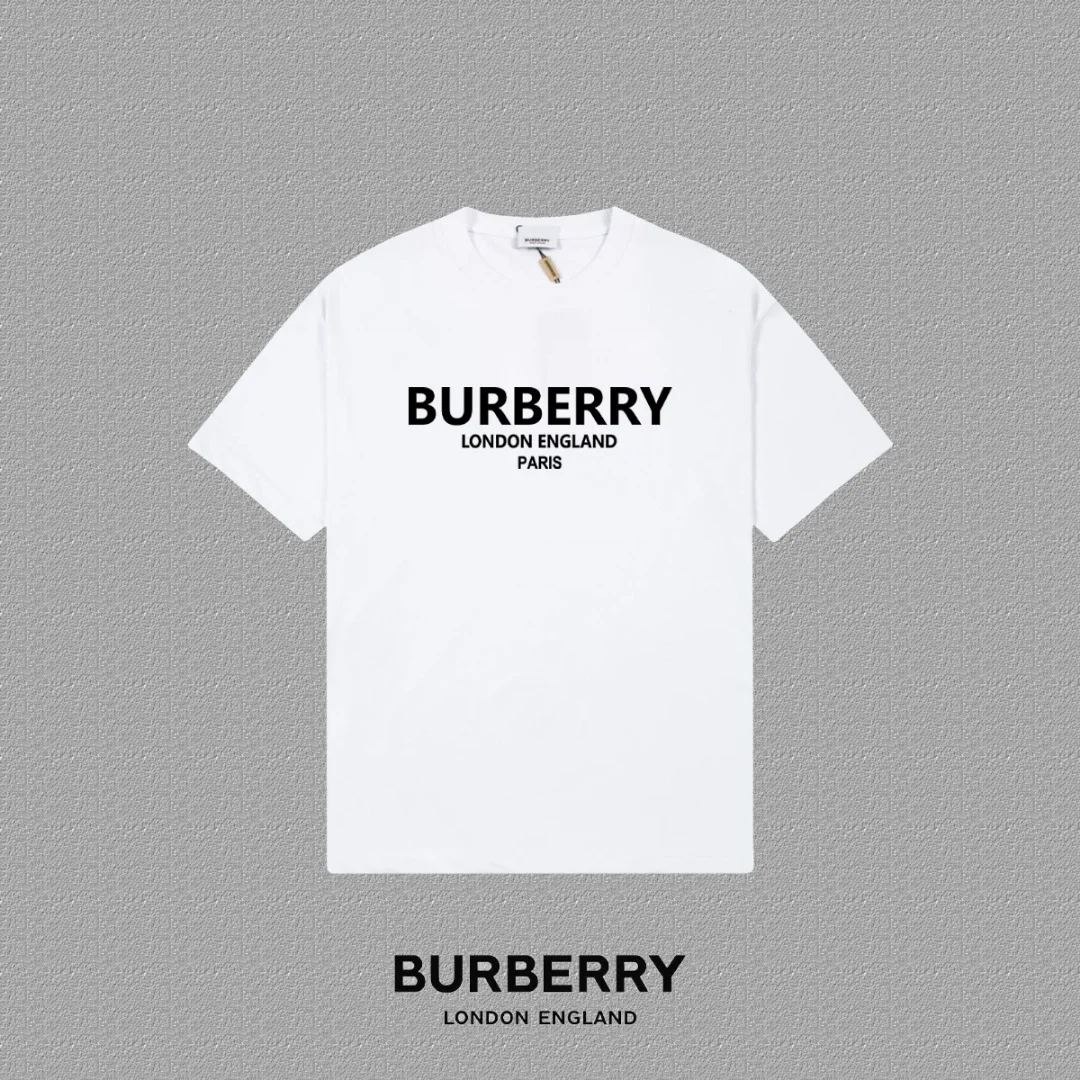 Burberry 2025FW White Flocked Knight & Letter Logo T-Shirt