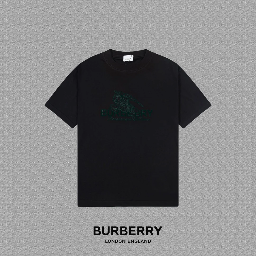 Burberry 2025FW Black Thick-Board Letter Logo T-Shirt