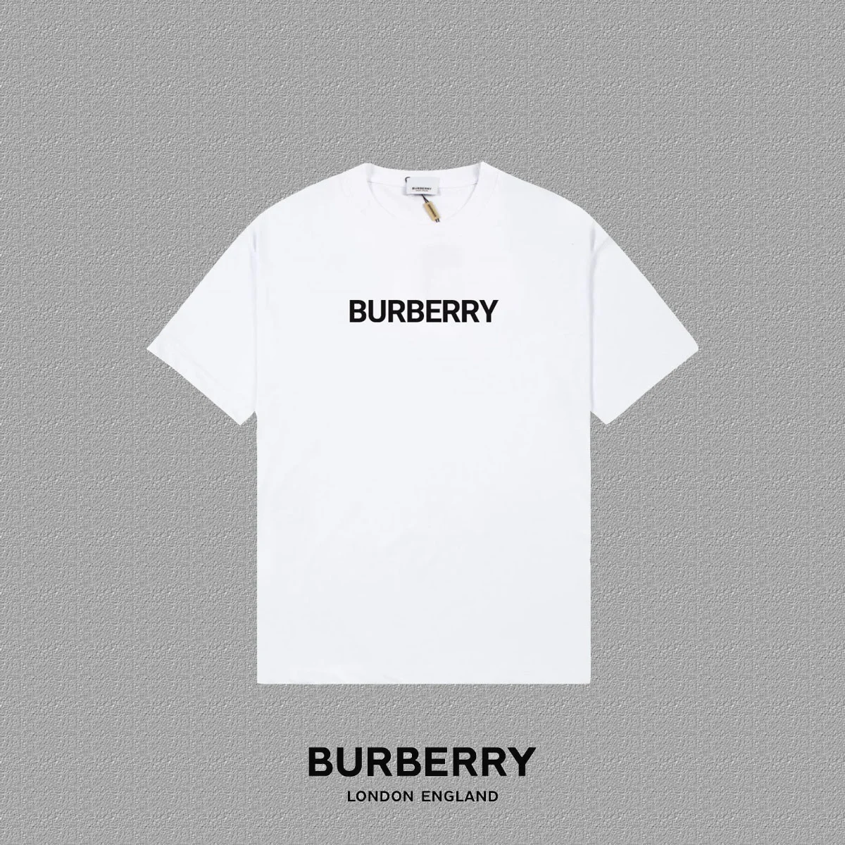 Burberry 2025FW White Letter Logo & Mechanical Bear Print T-Shirt