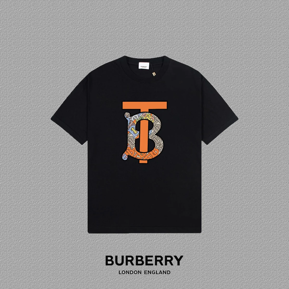 Burberry 2025FW Black Logo-Print Heavy-Fabric Unisex T-Shirt