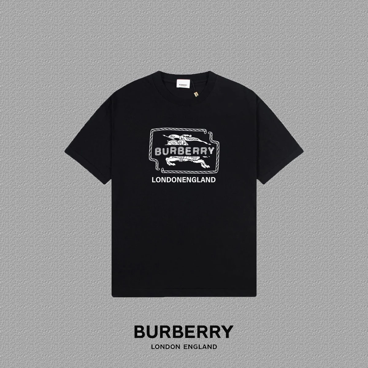 Burberry 2025FW Black Logo-Print Heavy-Fabric Unisex T-Shirt