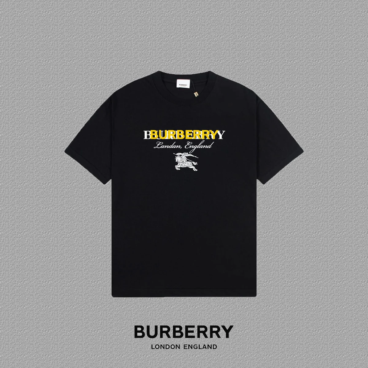 Burberry 2025FW Black Logo Print Heavy-Fabric Unisex T-Shirt