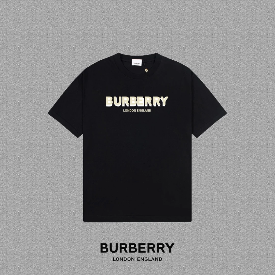 Burberry 2025FW Black Cartoon & Logo Print Heavy-Fabric T-Shirt