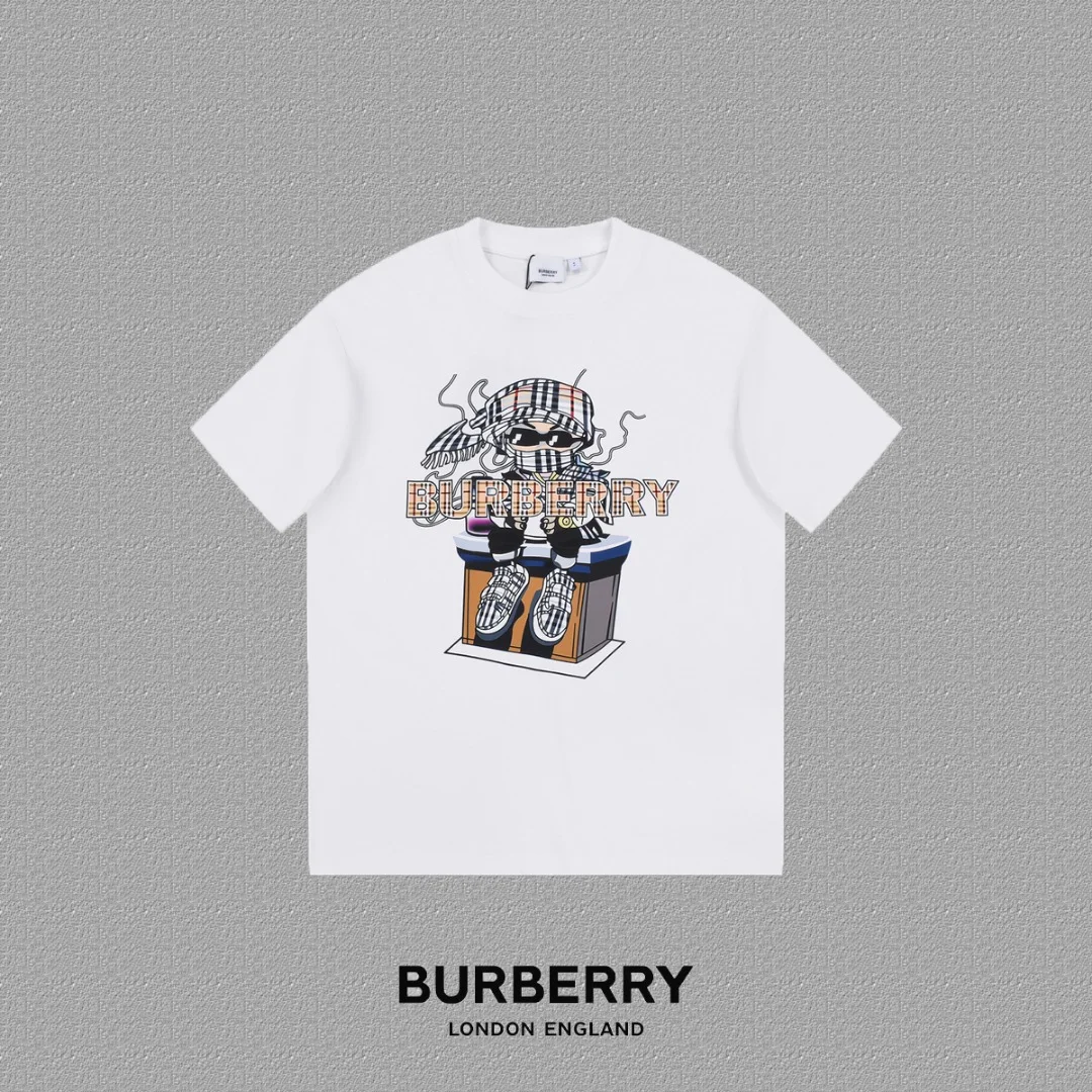 Burberry 2025FW White Knight & Letter Logo Print T-Shirt