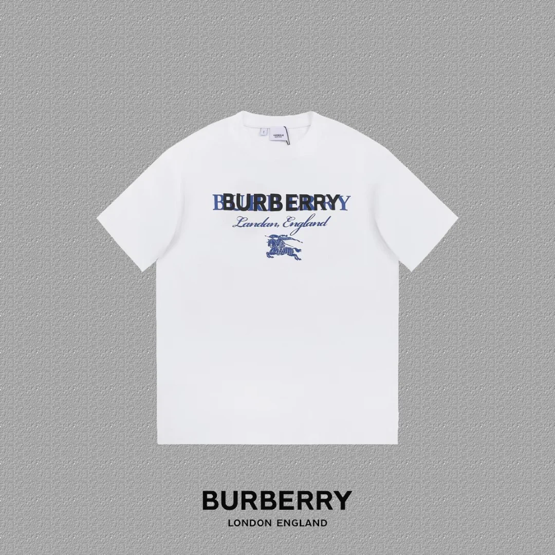 Burberry 2025FW White Equestrian Letter Logo Print T-Shirt