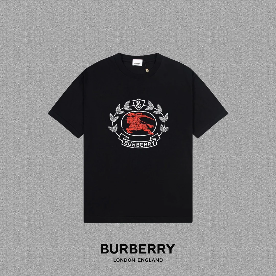 Burberry 2025FW Black Equestrian Knight & Logo Print T-Shirt