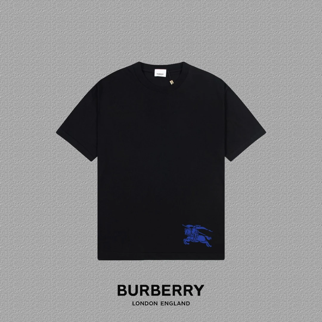 Burberry 2024FW Black Classic Knight Embroidery Heavy-Fabric T-Shirt