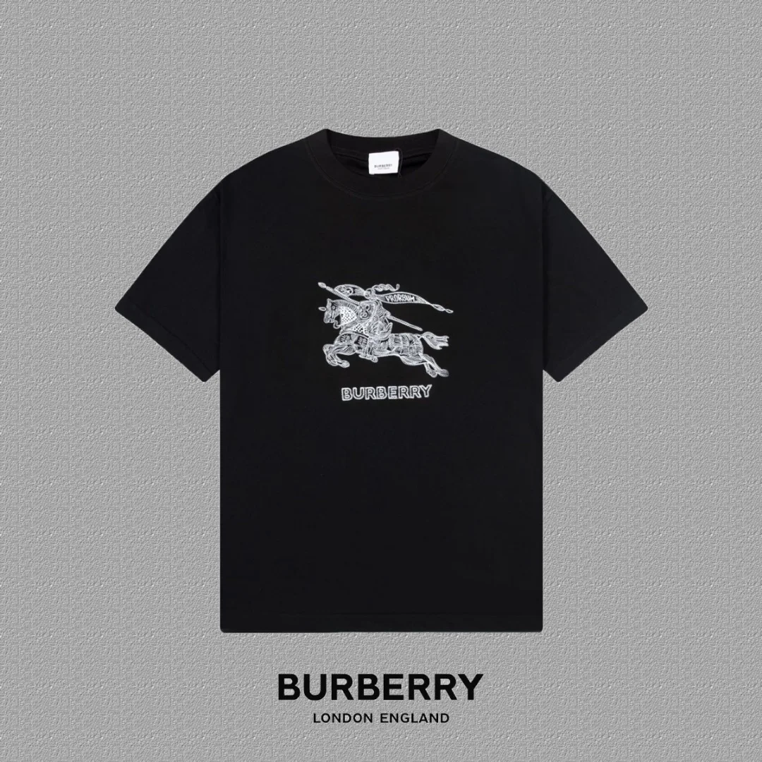 Burberry 2024FW Black Classic Horse Embroidery T-Shirt