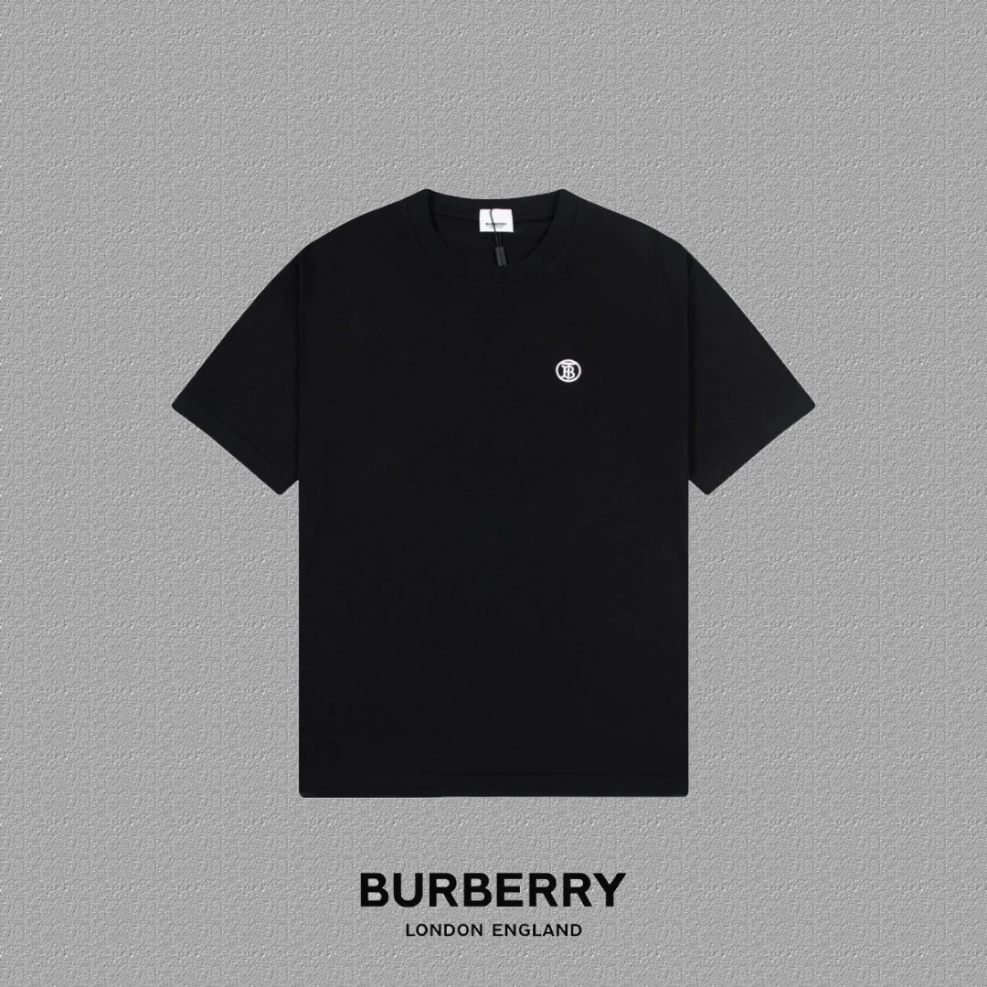 Burberry 2024FW Black Classic Knight-Horse Color Embroidery T-Shirt