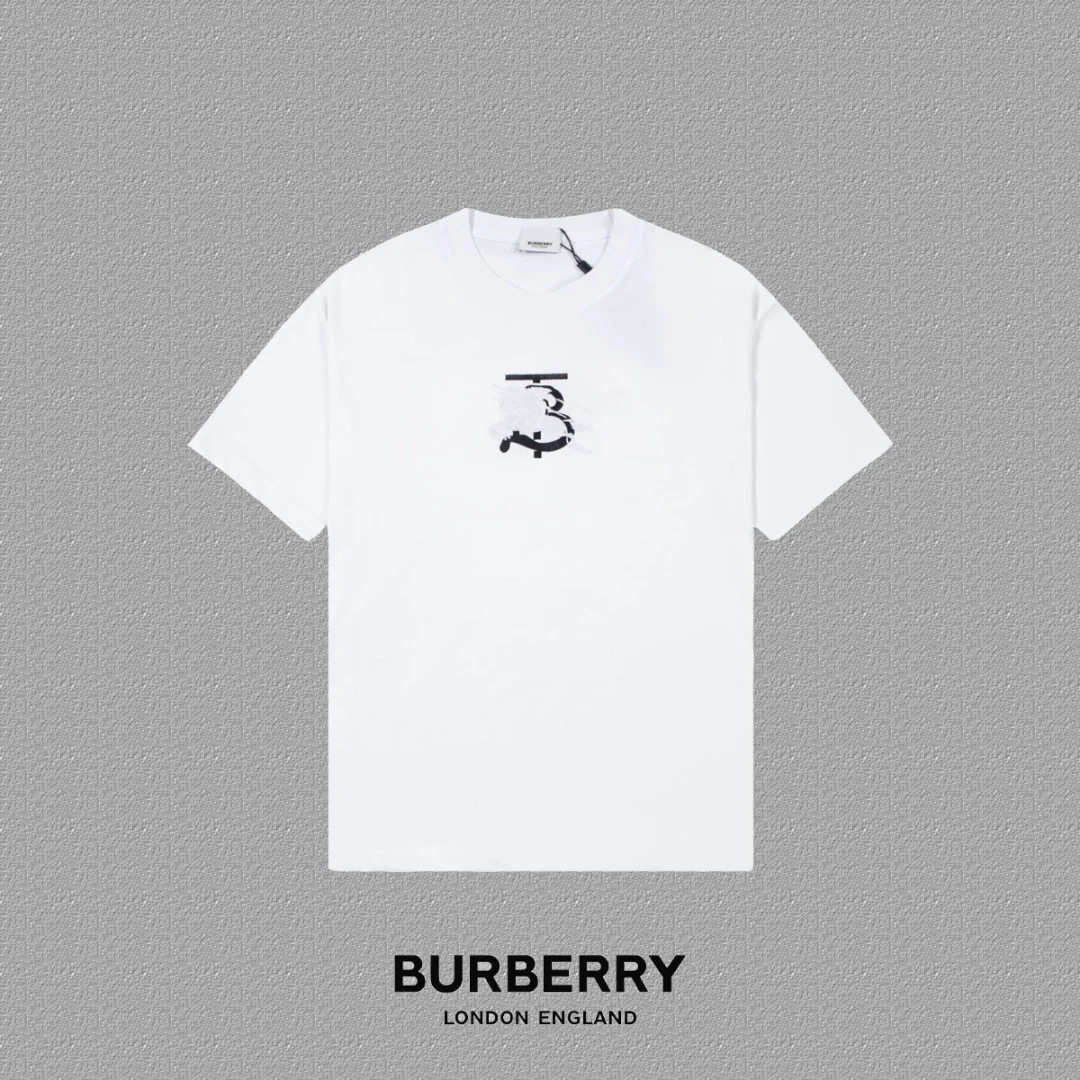 Burberry 2024FW White Classic Knight-Horse Embroidery T-Shirt