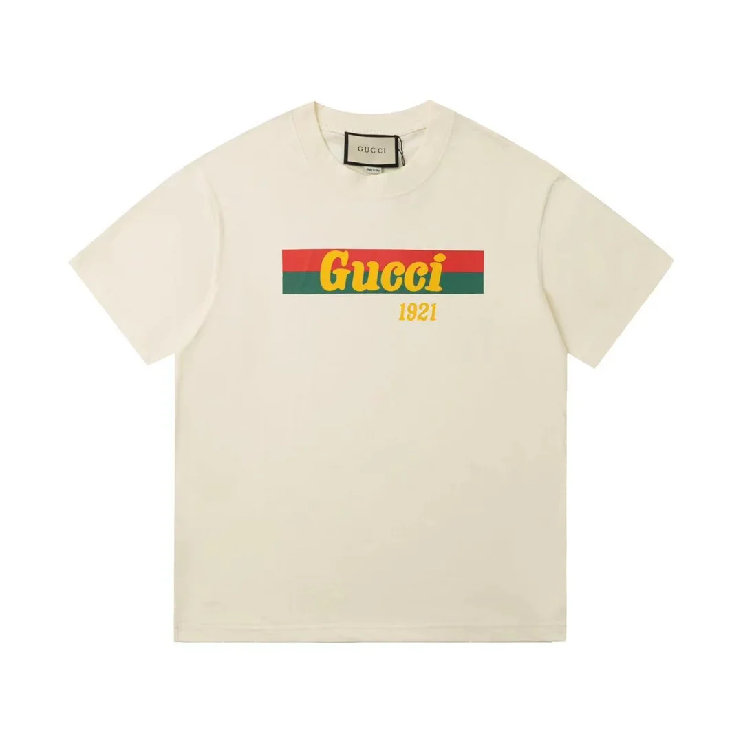 Gucci Apricot 1921 Print 230g Double-Yarn Cotton T-Shirt