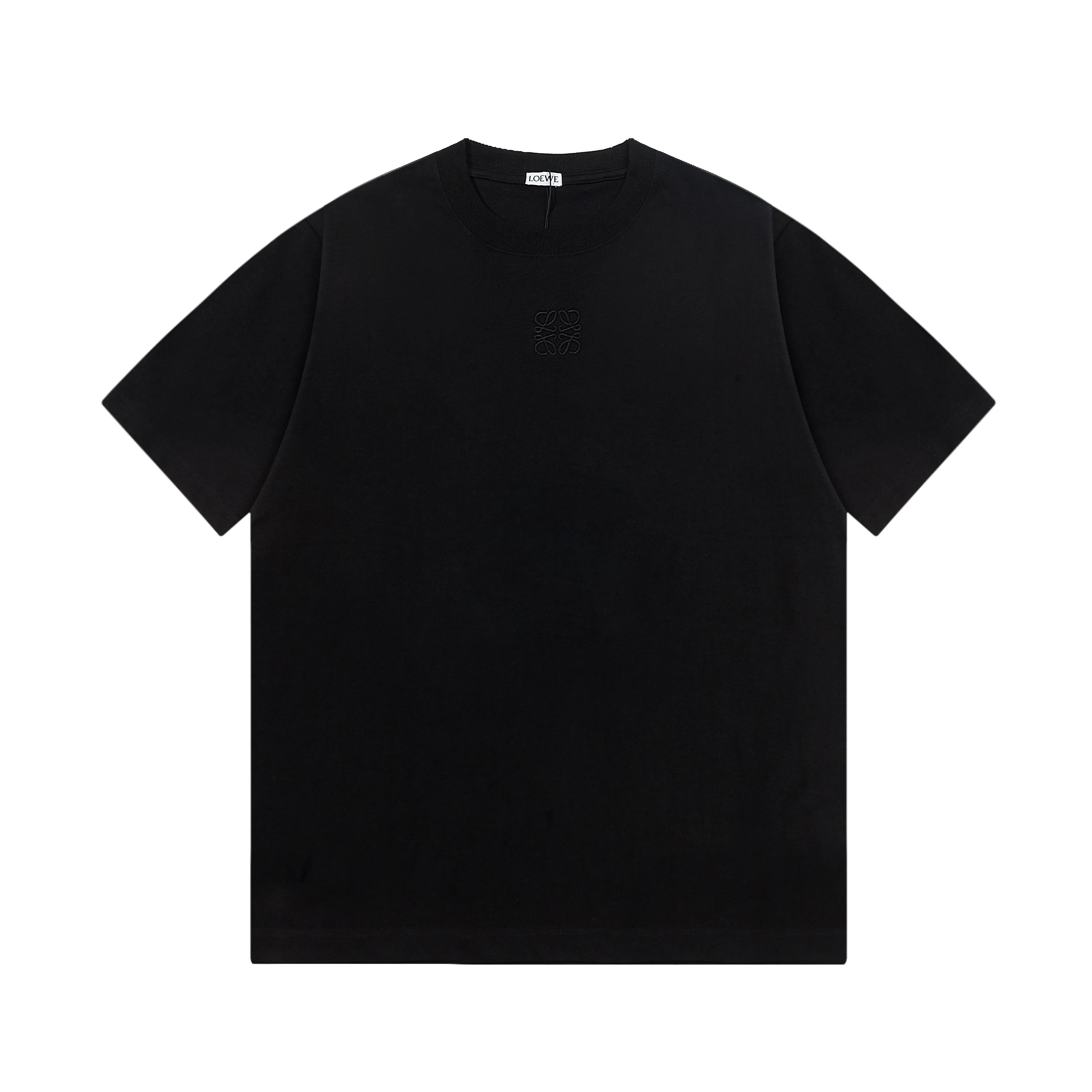 Loewe 2025 Black Embroidered Logo 290g Cotton Unisex T-Shirt