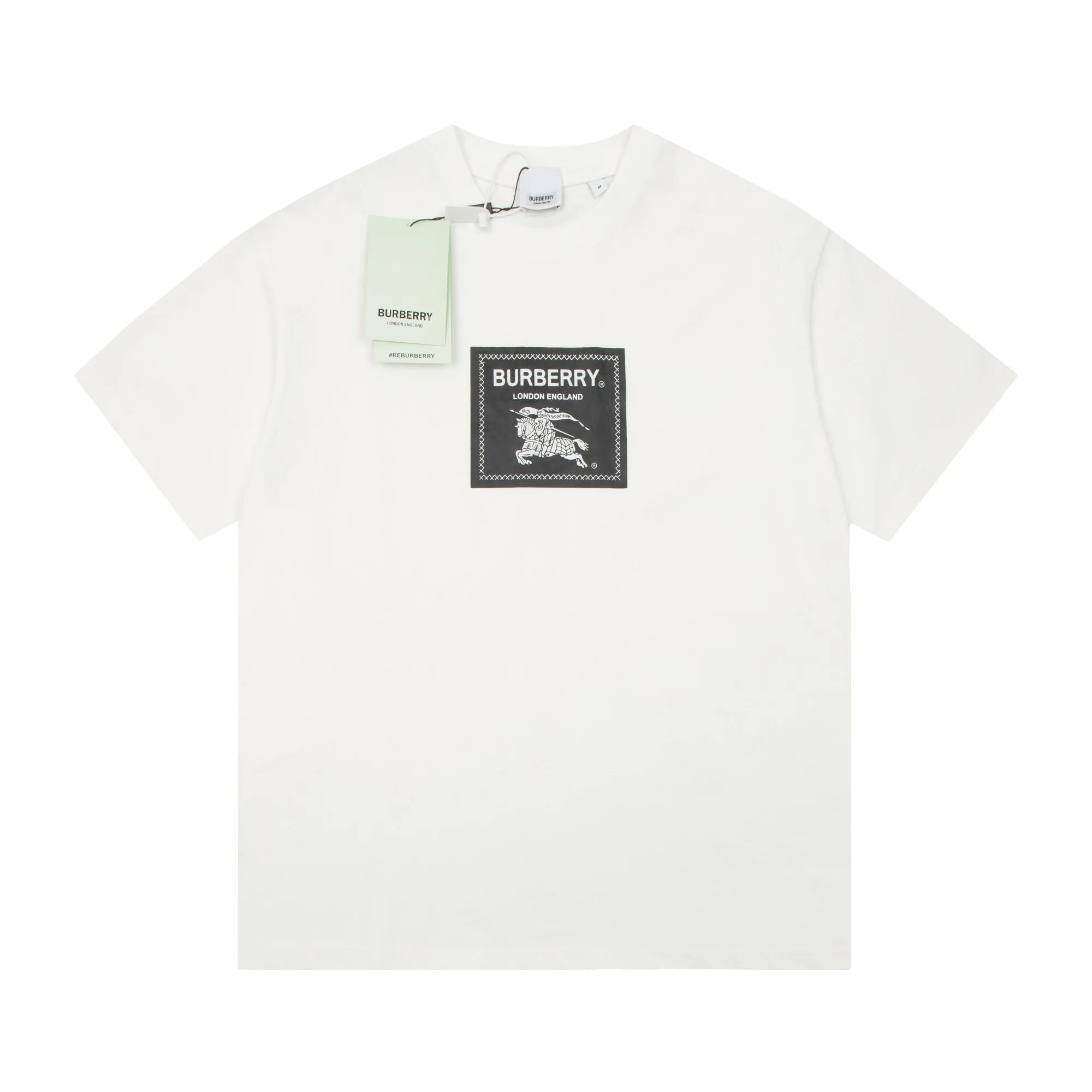 Burberry White Knight-Print Pure Cotton Unisex T-Shirt