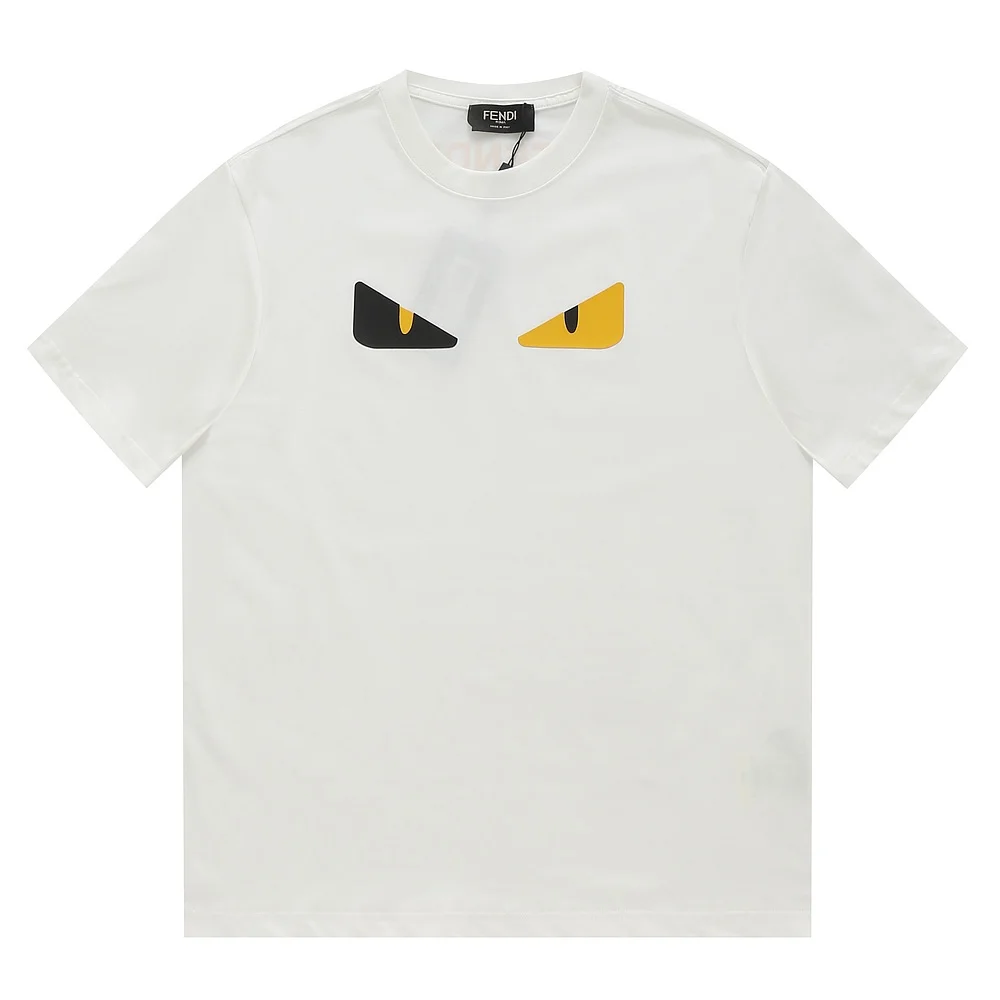 Fendi White Color-Block Eyes 260g Double-Yarn Cotton T-Shirt