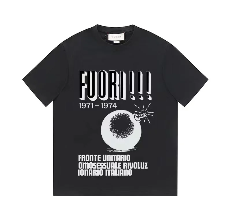 Gucci 23SS Black Printed 100% Cotton Unisex T-Shirt