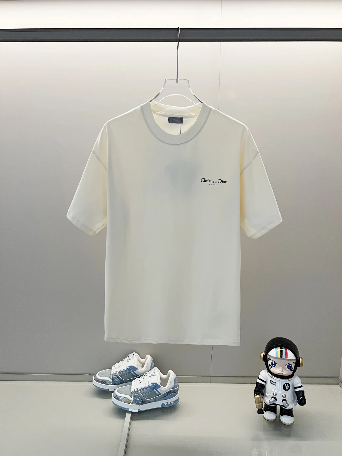 Dior Apricot Logo & Lily Pattern 260g Full-Tag T-Shirt
