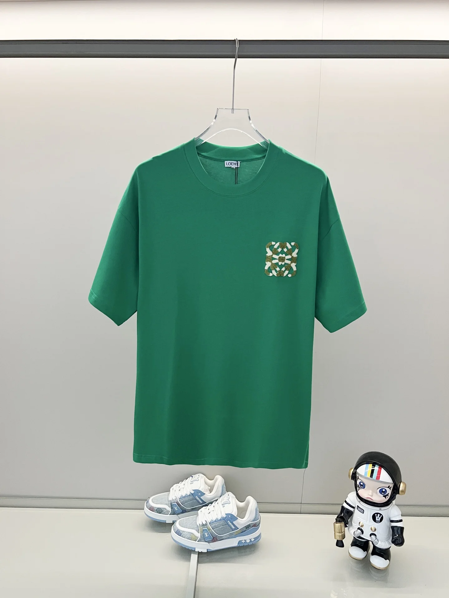 Loewe Green Towel Color-Block Embroidered Logo 260g T-Shirt