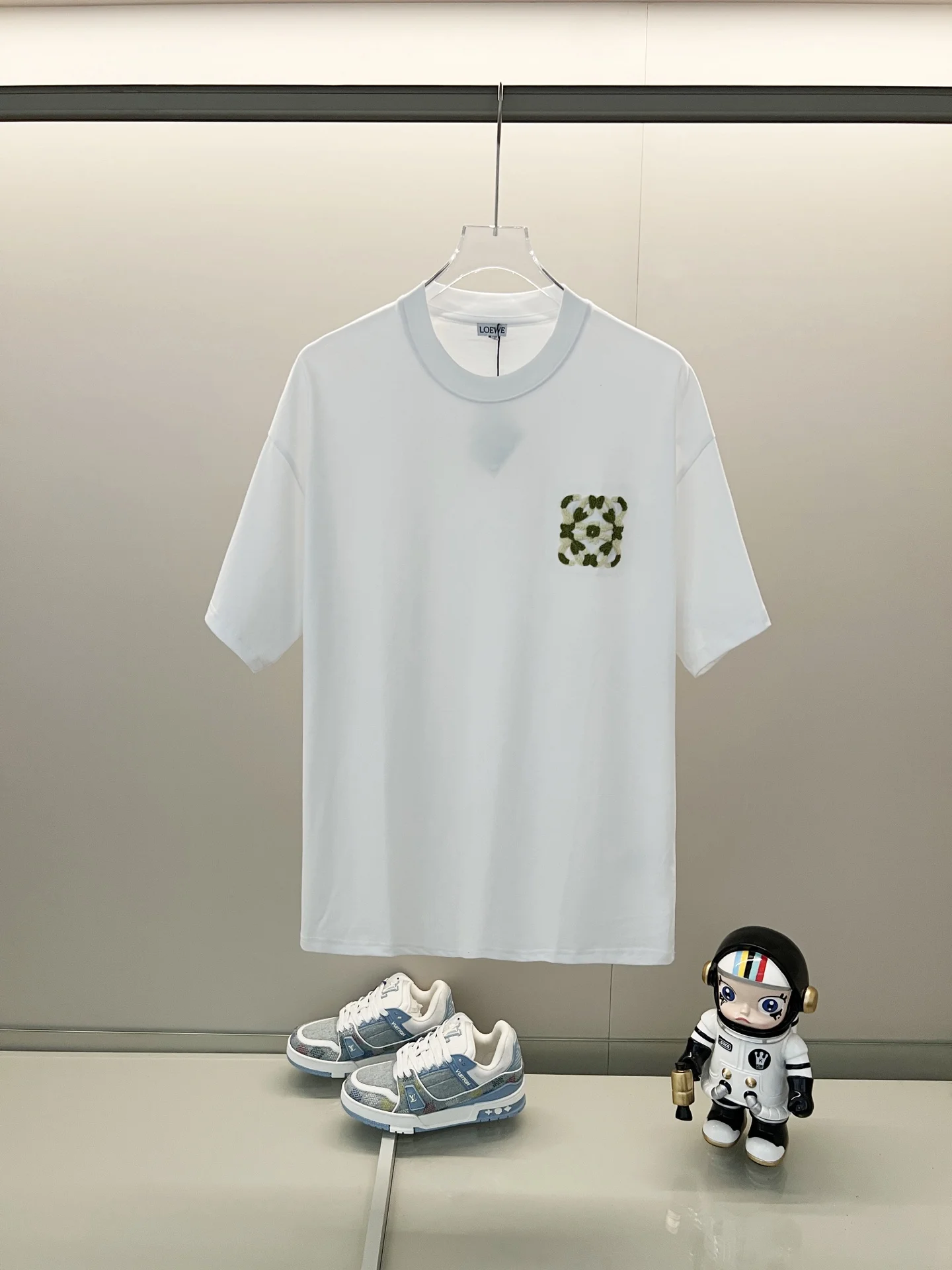 Loewe White Towel-Stitched Embroidered Logo 260g T-Shirt