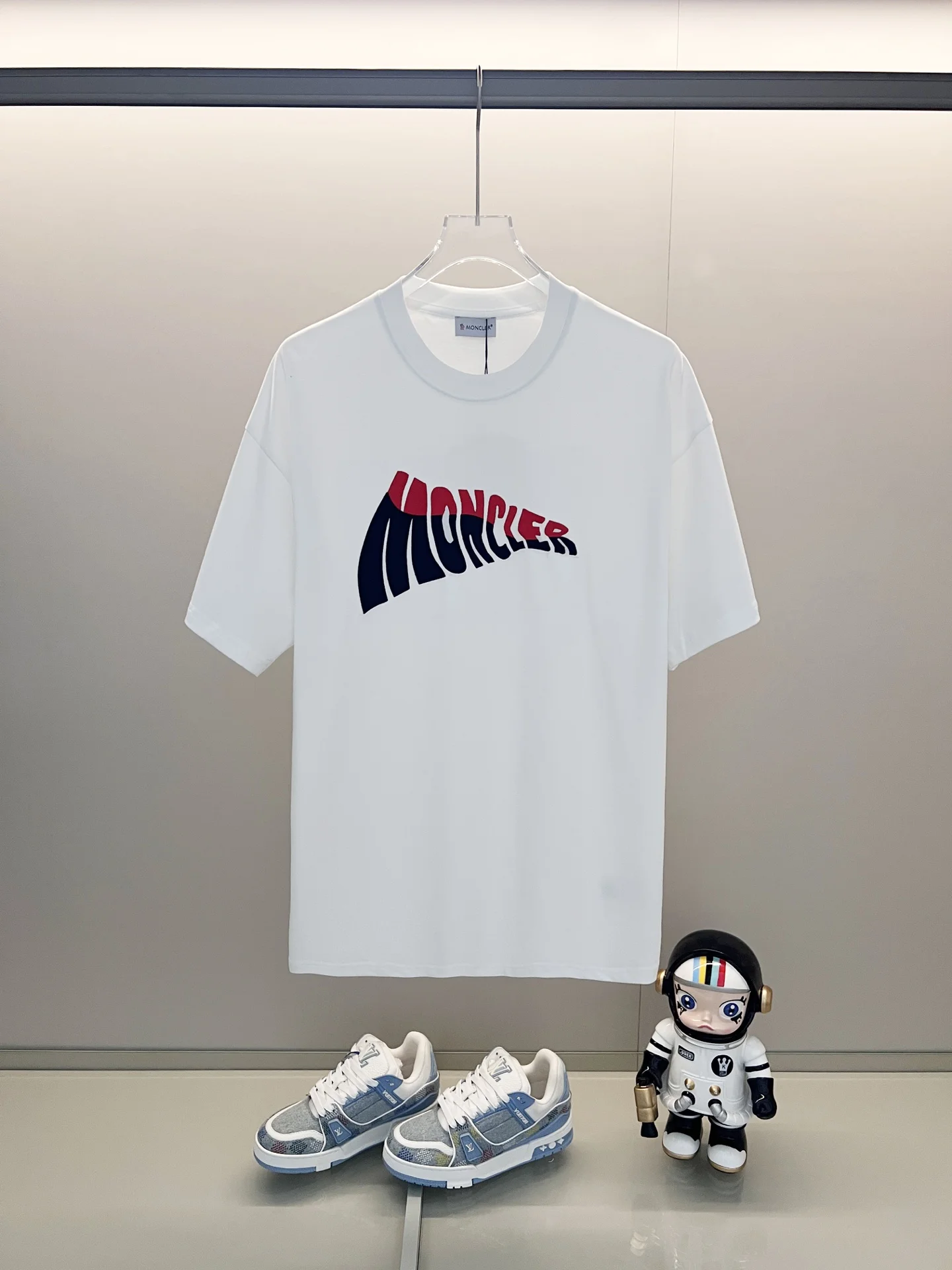 Moncler White Color-Blocked Embroidered Logo Brand-Badge T-Shirt