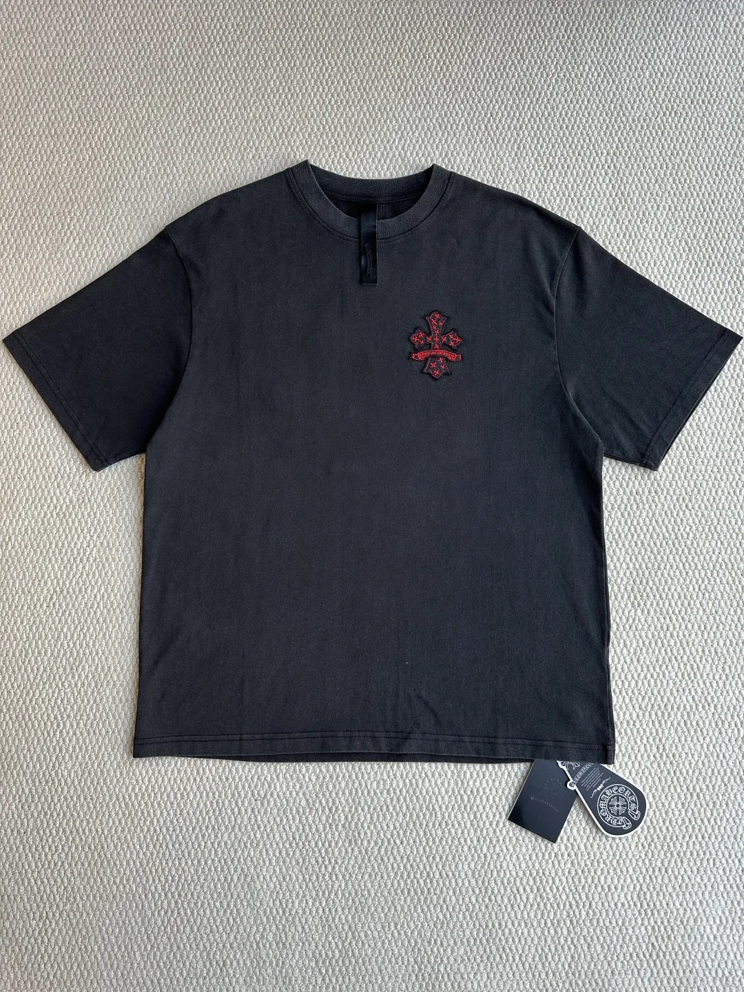 Chrome Hearts 2025 Black Washed Appliqué Laser-Burn T-Shirt