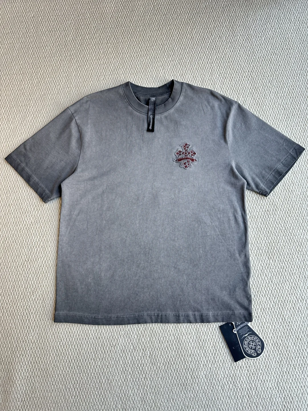 Chrome Hearts 2025 Gray Washed Appliqué Laser-Burn T-Shirt