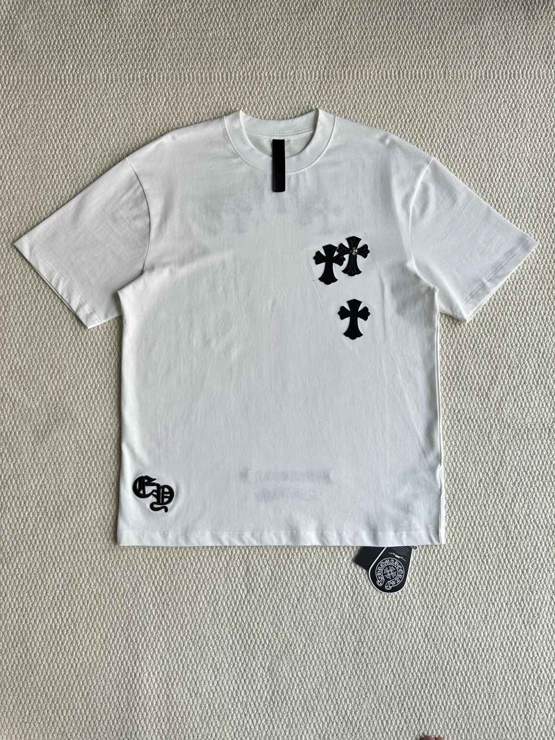 Chrome Hearts SS25 White Patched Cross Back Letter Print T-Shirt