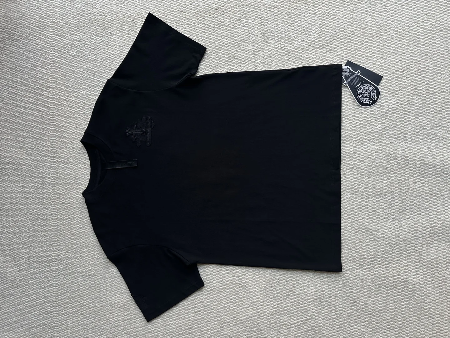 Chrome Hearts Black Mosaic Sanskrit Letter Embroidery T-Shirt