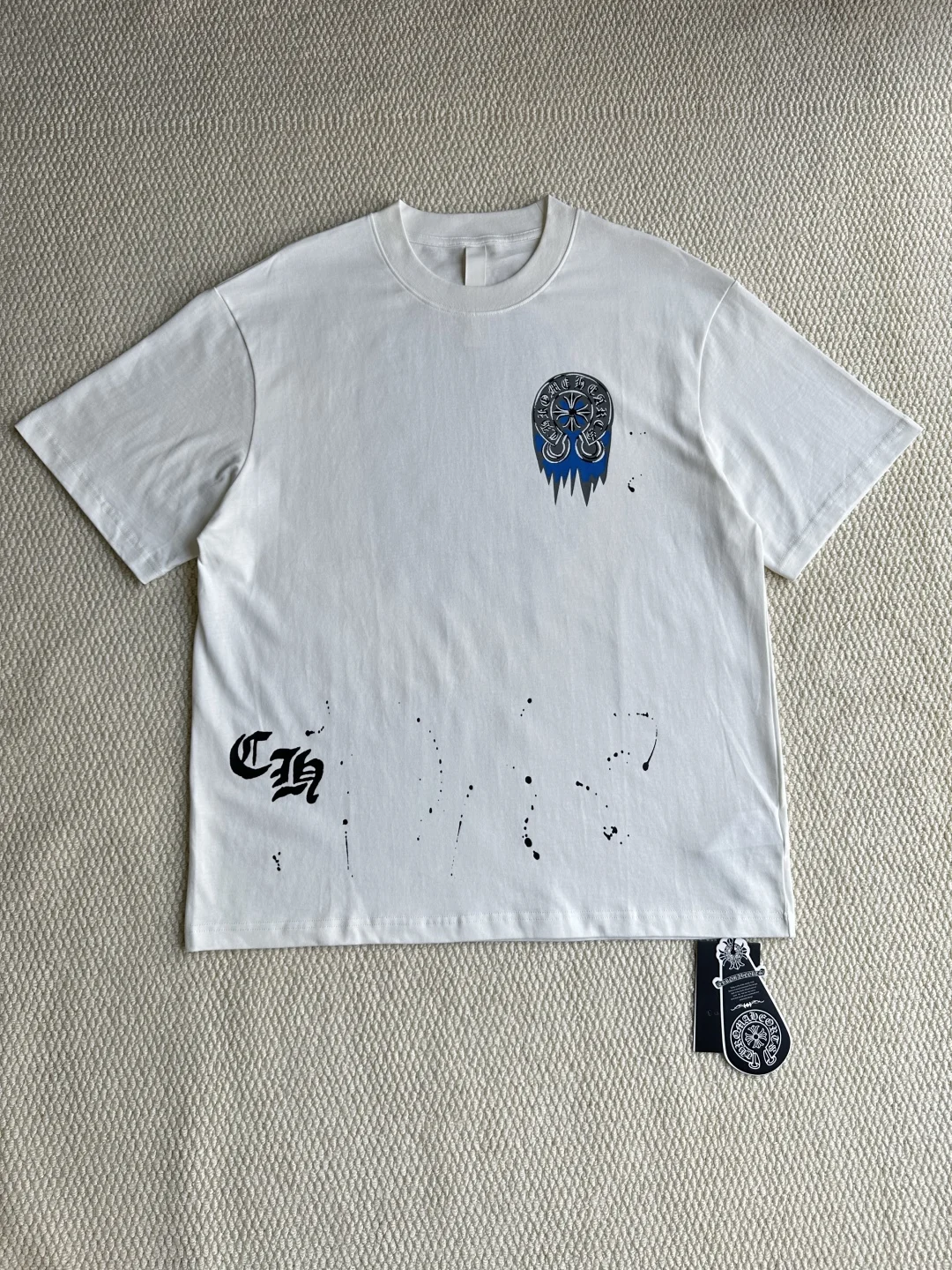Chrome Hearts SS25 White Ink-Splashed Letter & Horseshoe T-Shirt