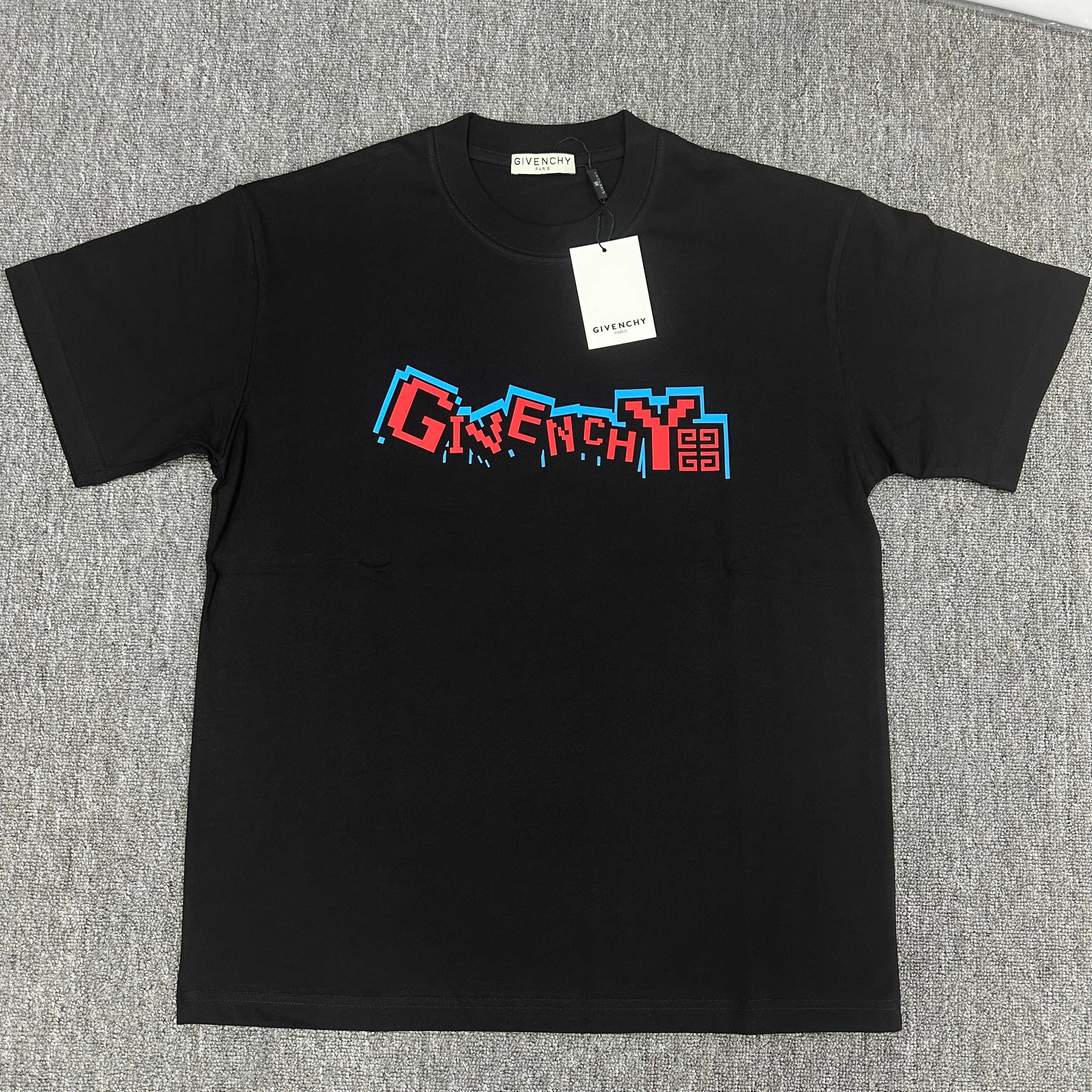 Givenchy 2025SS Black 3D Silicone Totem Letter Double-Yarn T-Shirt