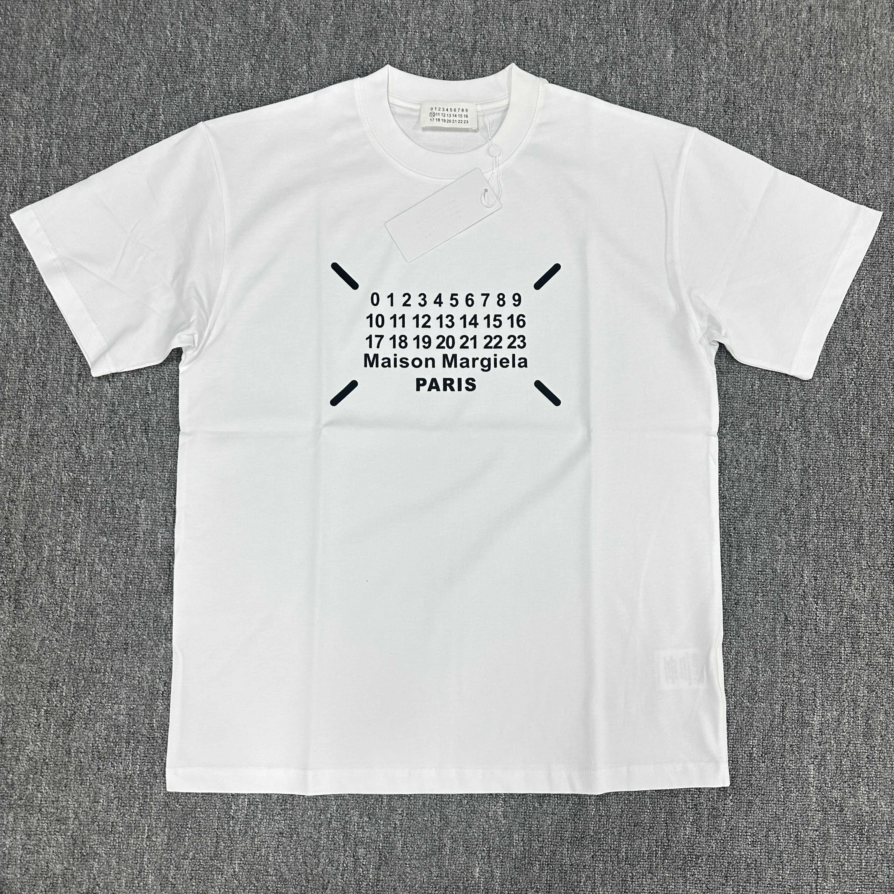 Maison Margiela 2025SS White Flocked Number-Letter Cotton T-Shirt