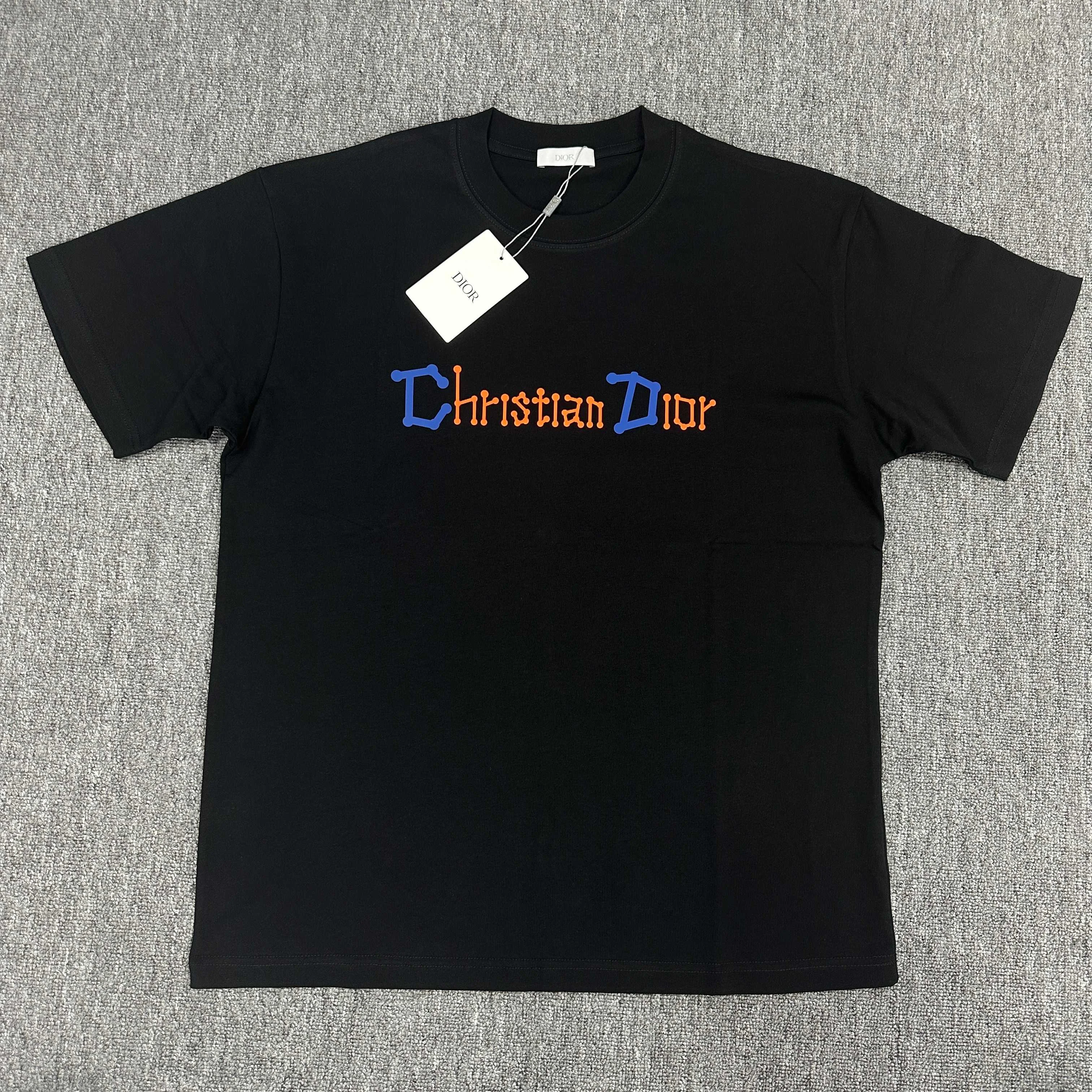 Dior 2025SS Black Thick 3D Silicone Letter Double-Yarn Cotton T-Shirt
