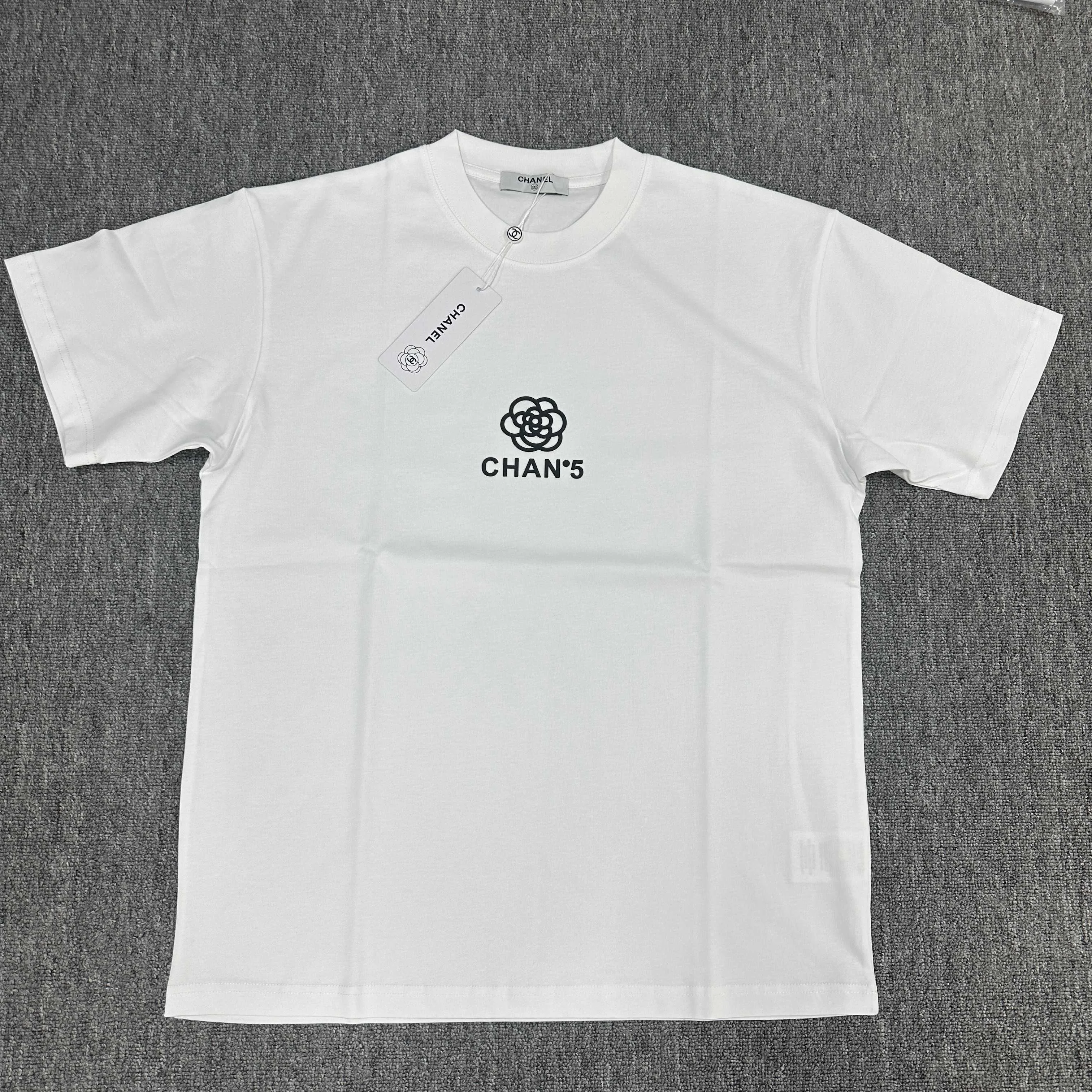 Chanel 2025SS White Letter Totem & Camellia 3D Silicone T-Shirt