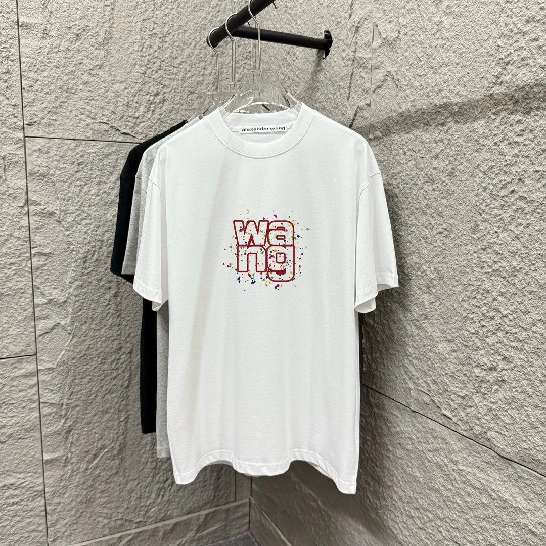 Alexander Wang 2025SS White Wang Letter Splash Print T-Shirt