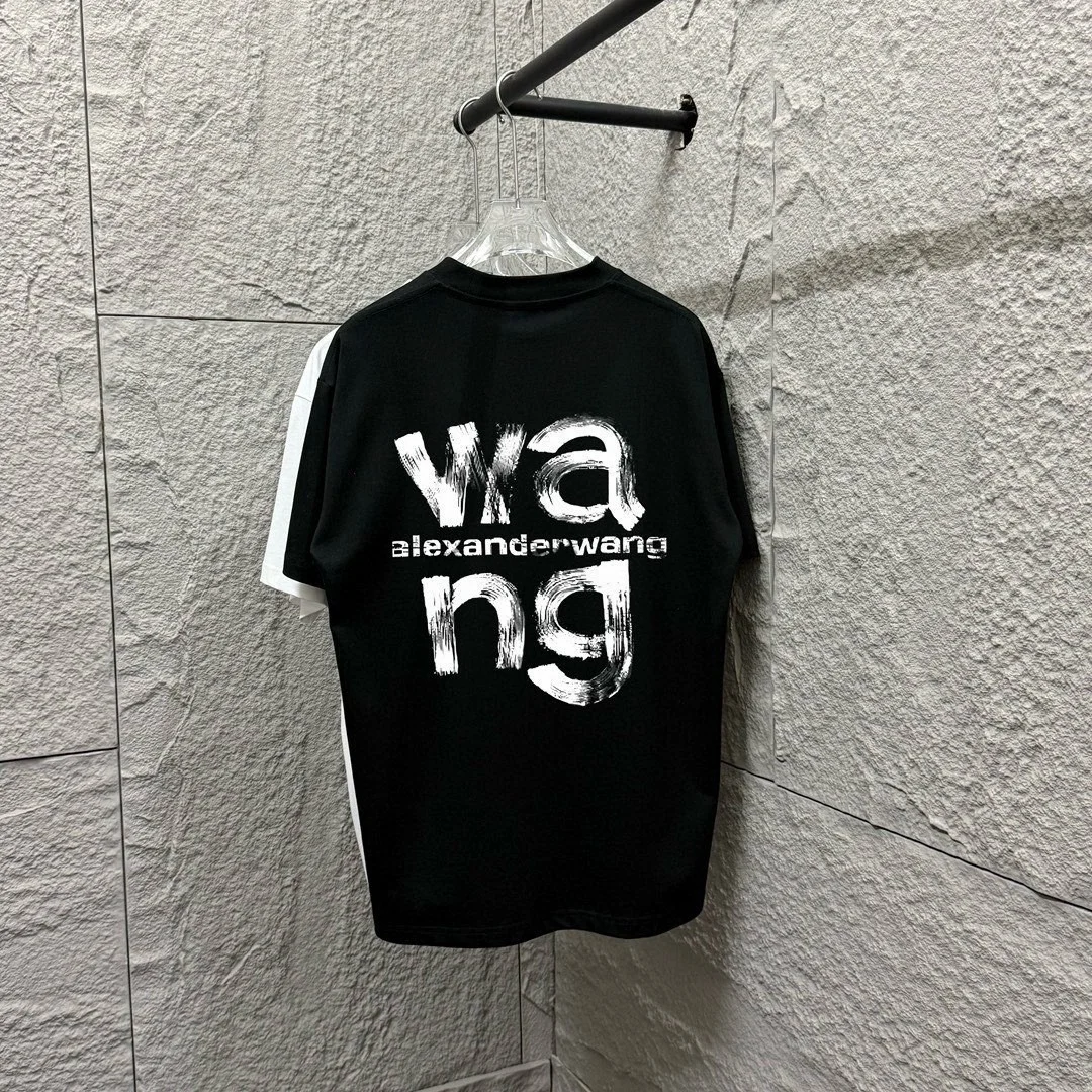 Alexander Wang 2025SS Black Front-Back Wang Letter Print T-Shirt