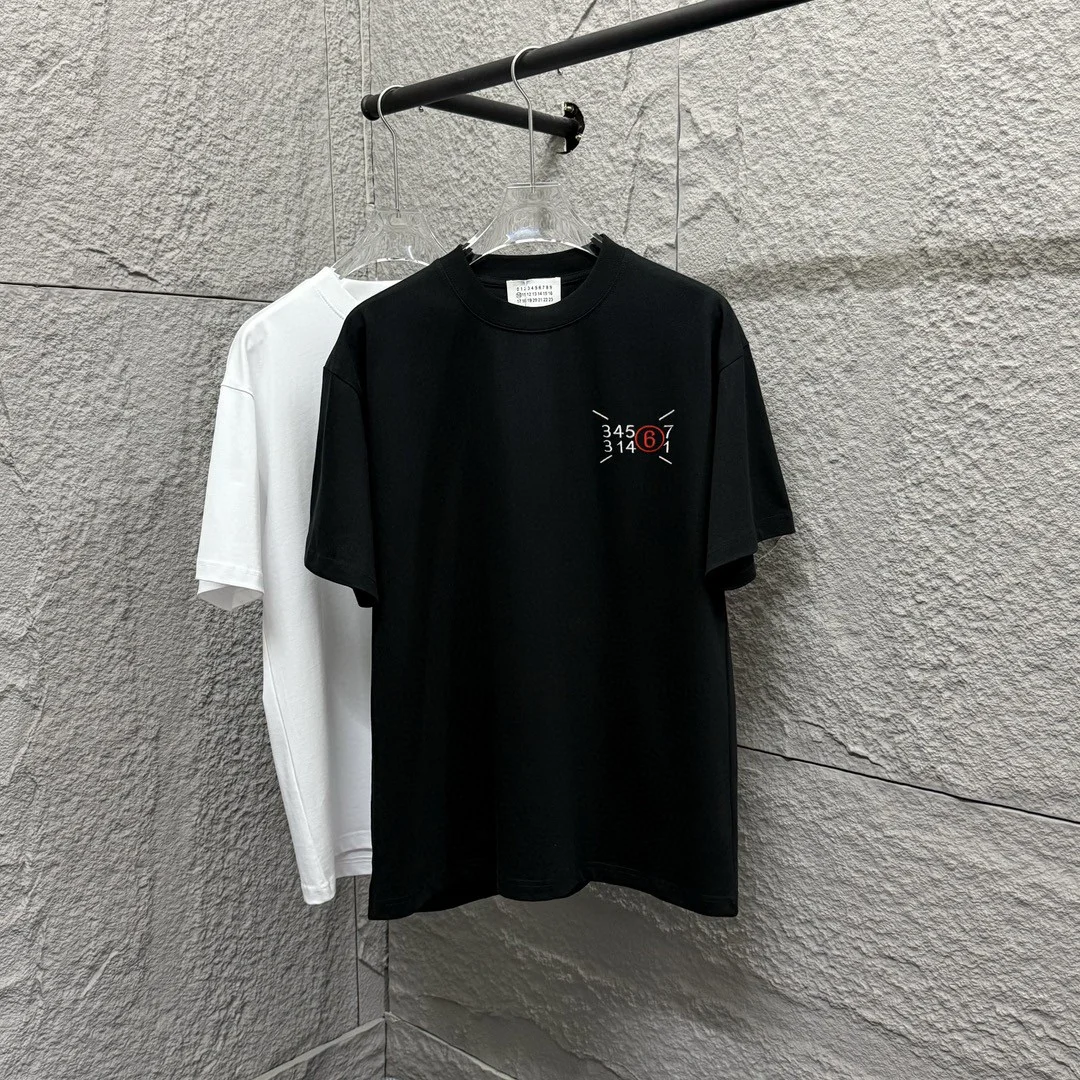 Maison Margiela 2025SS Black/White Chest Number Embroidery T-Shirt