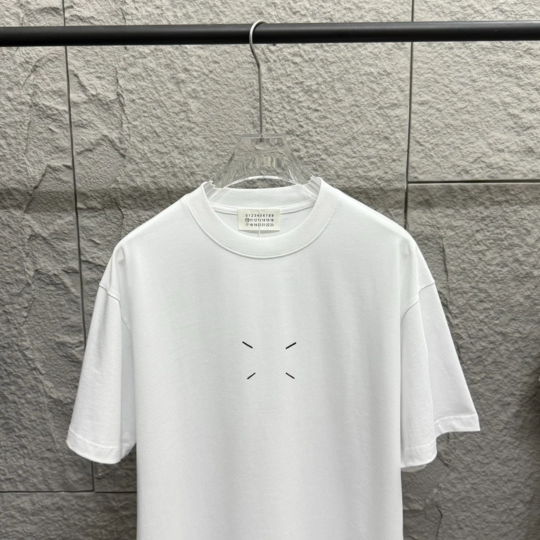 Maison Margiela 2025SS White Four-Bar Embroidery 300g T-Shirt