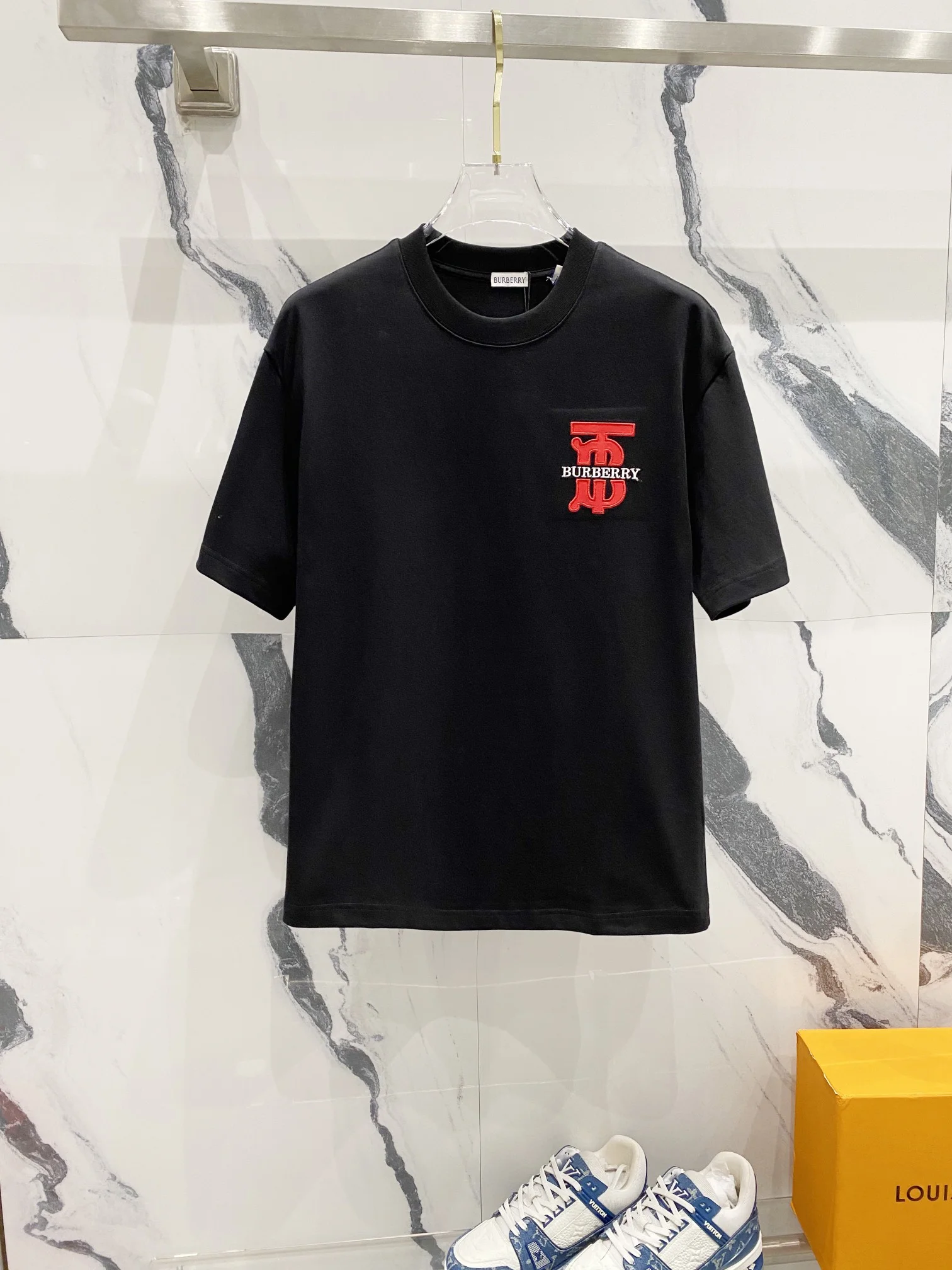 Burberry Black 320g TB Patch Color-Block Embroidery T-Shirt