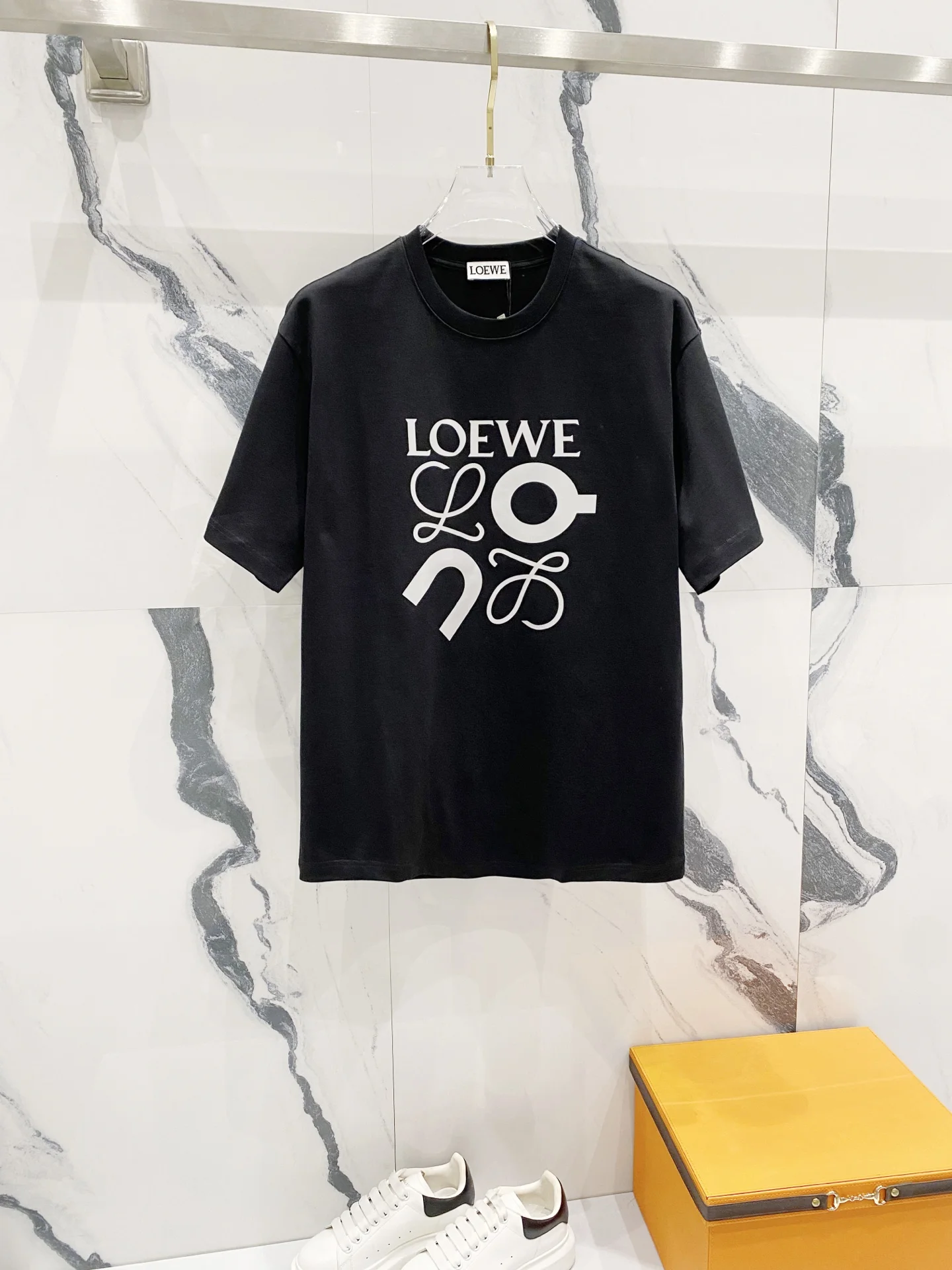 Loewe Black Front-Back Letter Logo Print 320g T-Shirt
