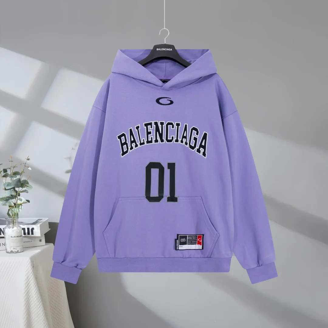 Balenciaga 2025SS Basketball Purple Hoodie with "01" Print
