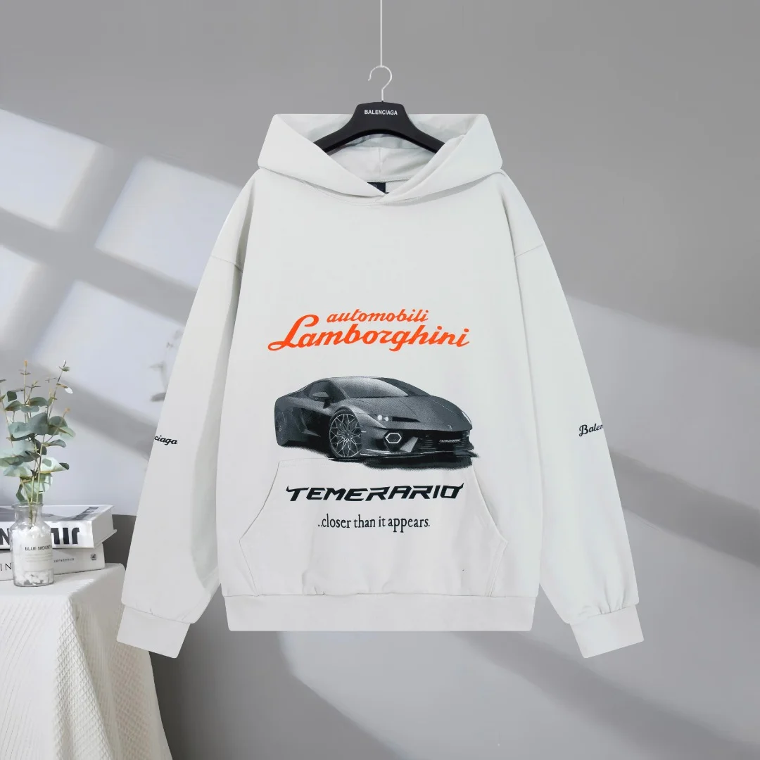 Balenciaga 2025SS x Lamborghini White Hoodie