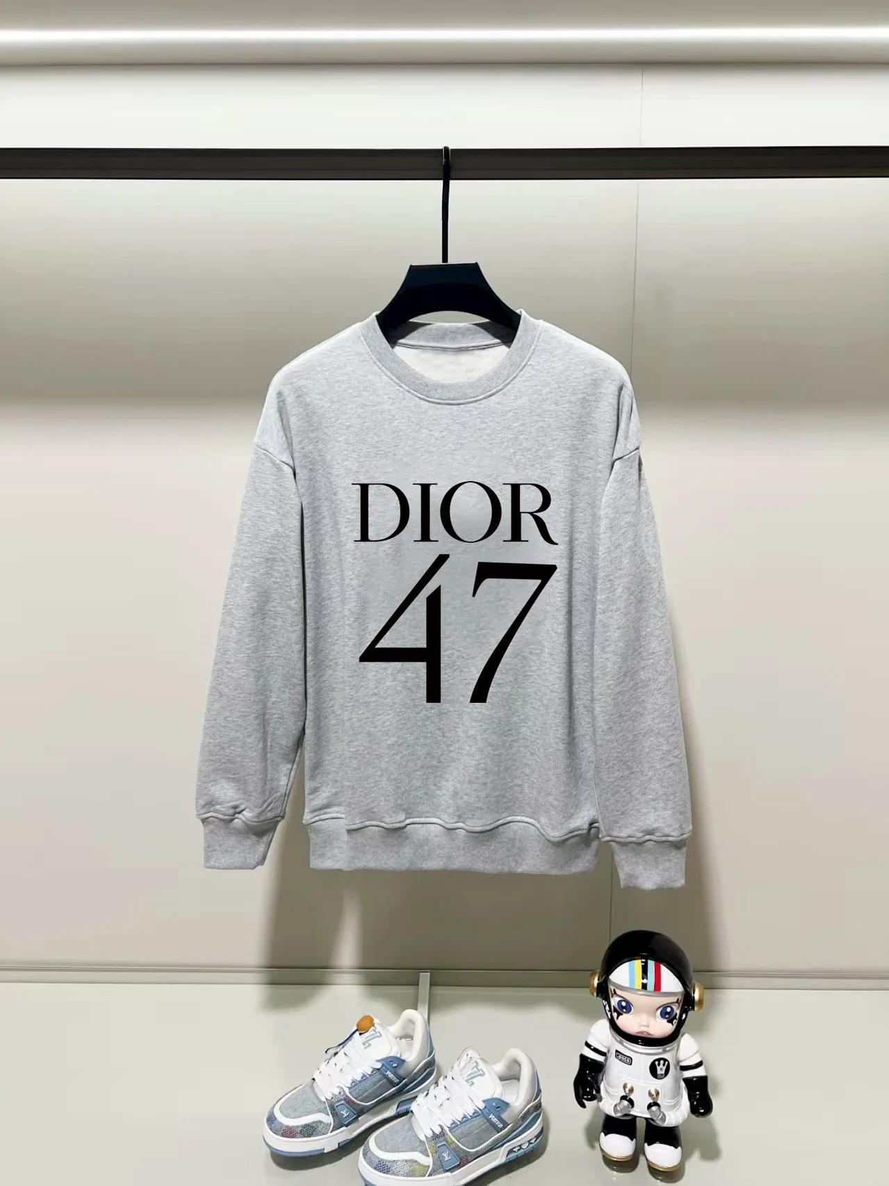 Dior 2025AW Gray Crewneck Sweatshirt with Chest Precision Print