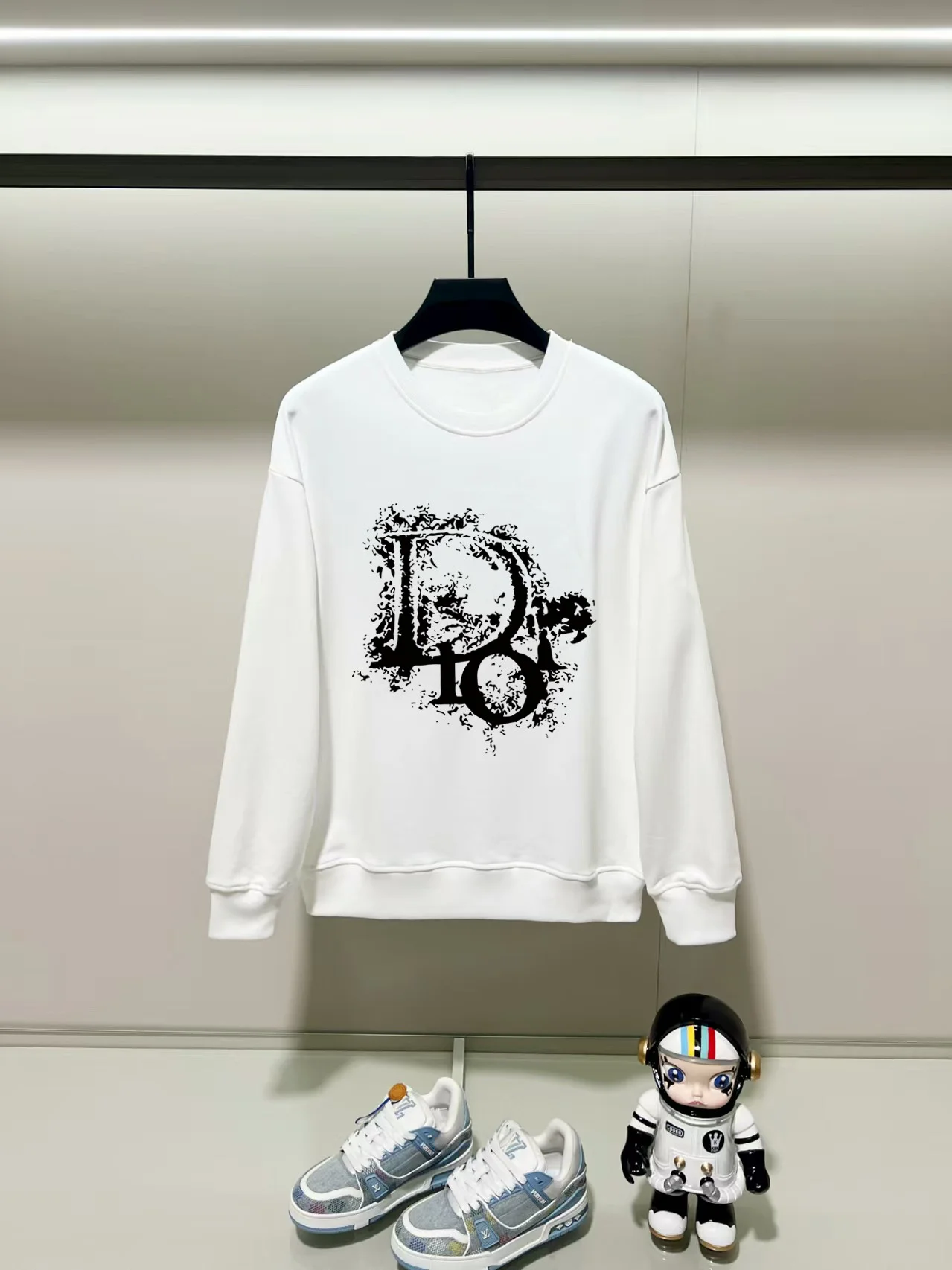 Dior 2025AW White Crew-Neck Sweatshirt with Precision Print
