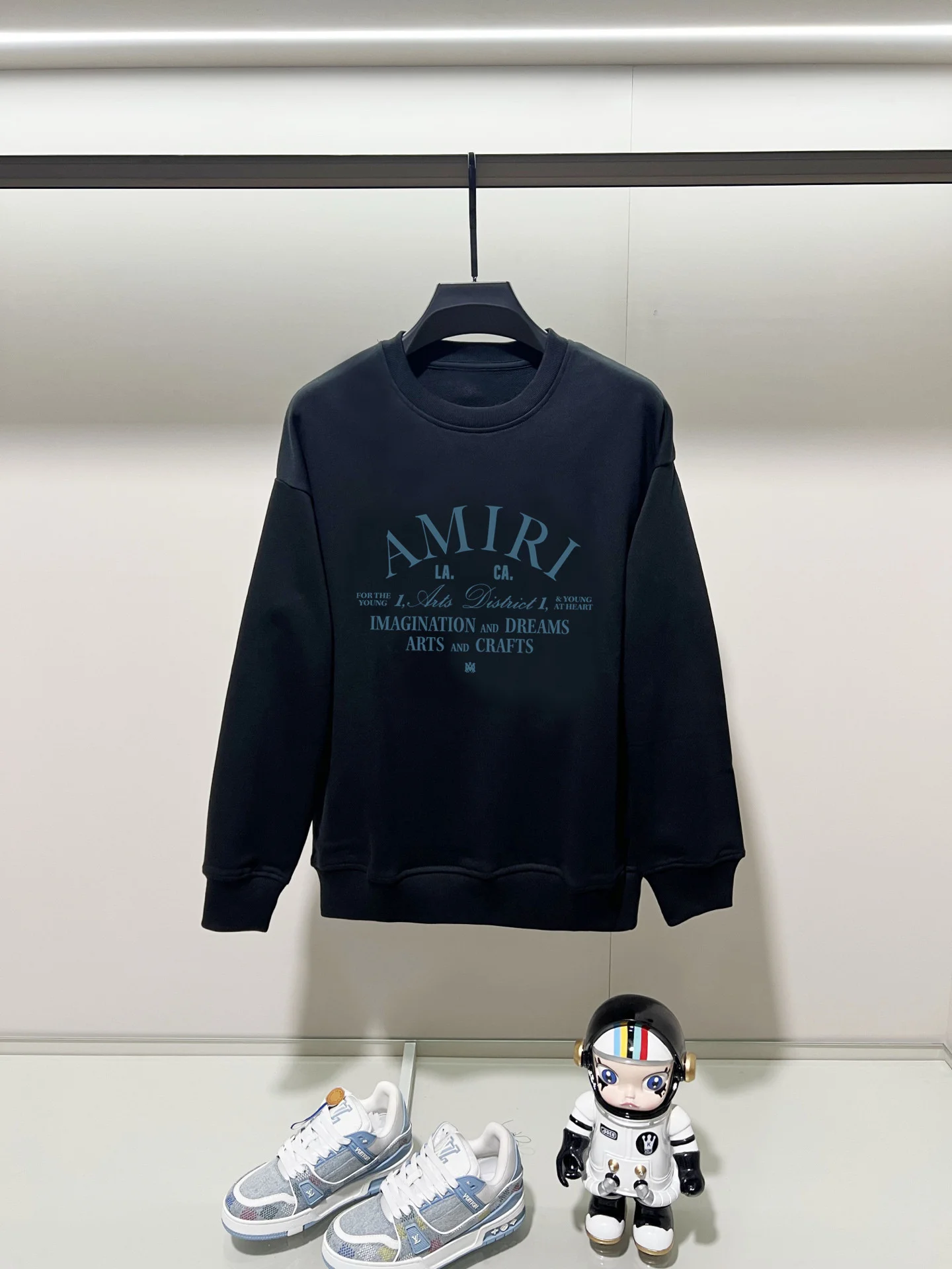 Amiri 2025AW Black Crew Neck Sweatshirt with Precision Printed Cotton