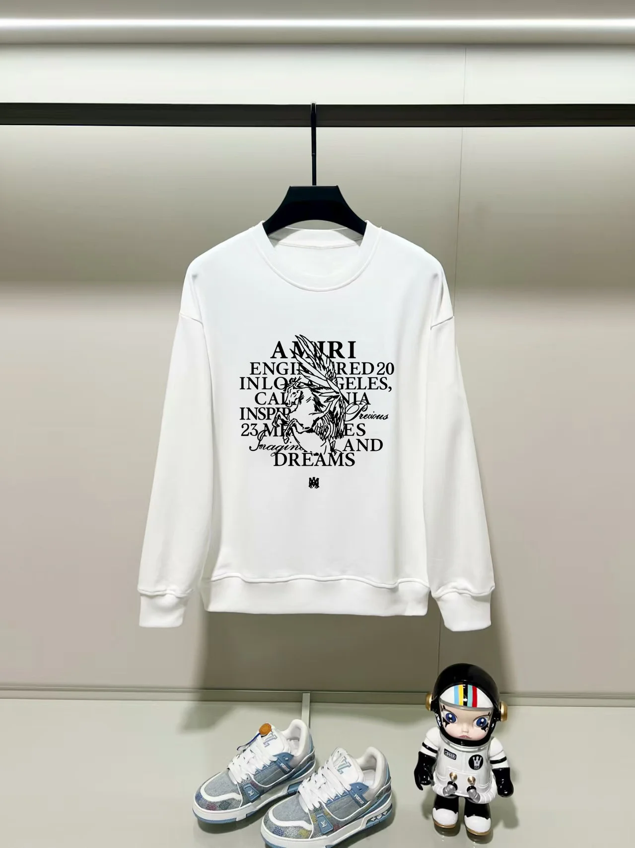 Amiri 2025AW White Crew-Neck Sweatshirt with Precision Printing