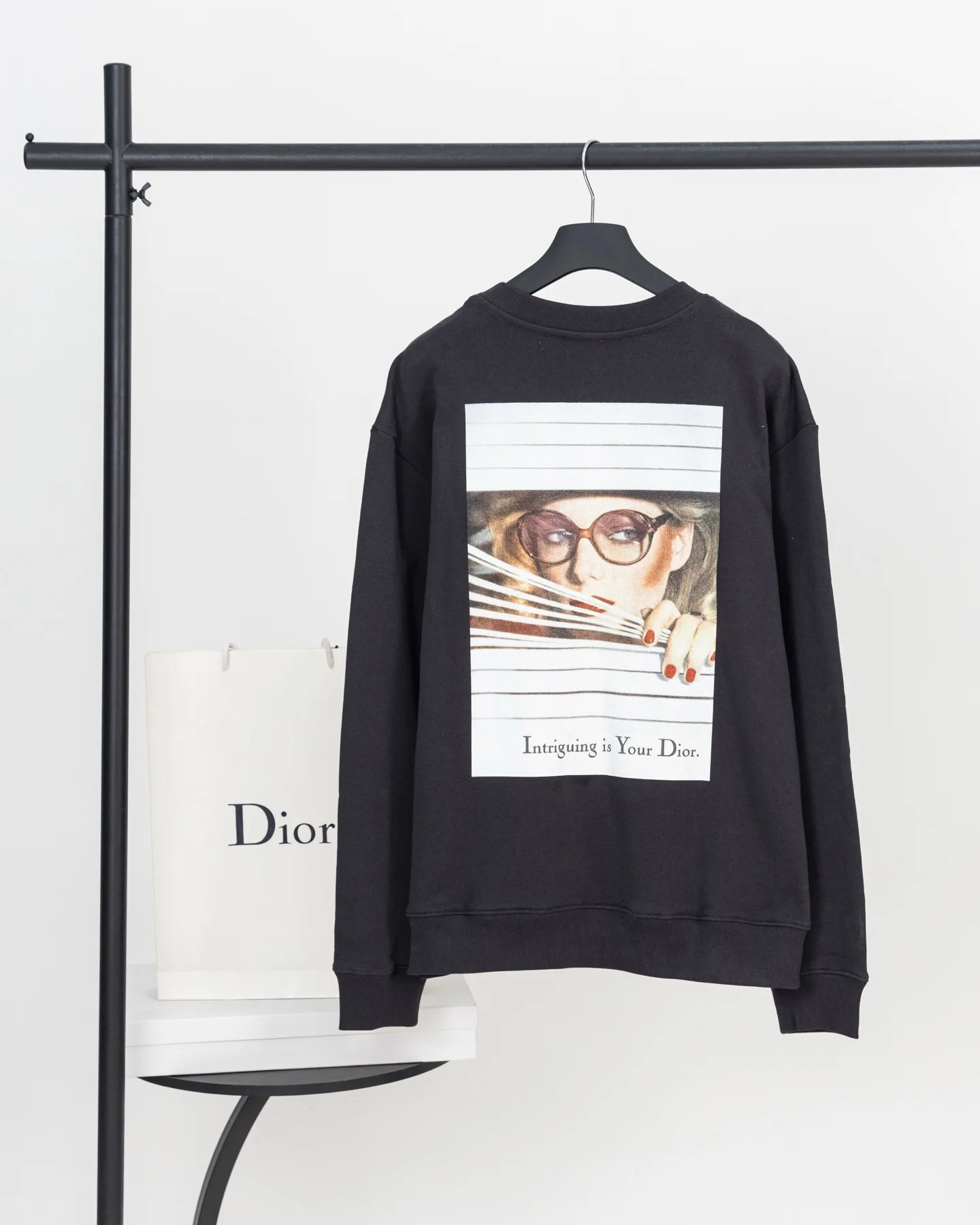 Dior Heritage Dark Gray Crew Neck Sweatshirt with 1980s Retro Portrait Print