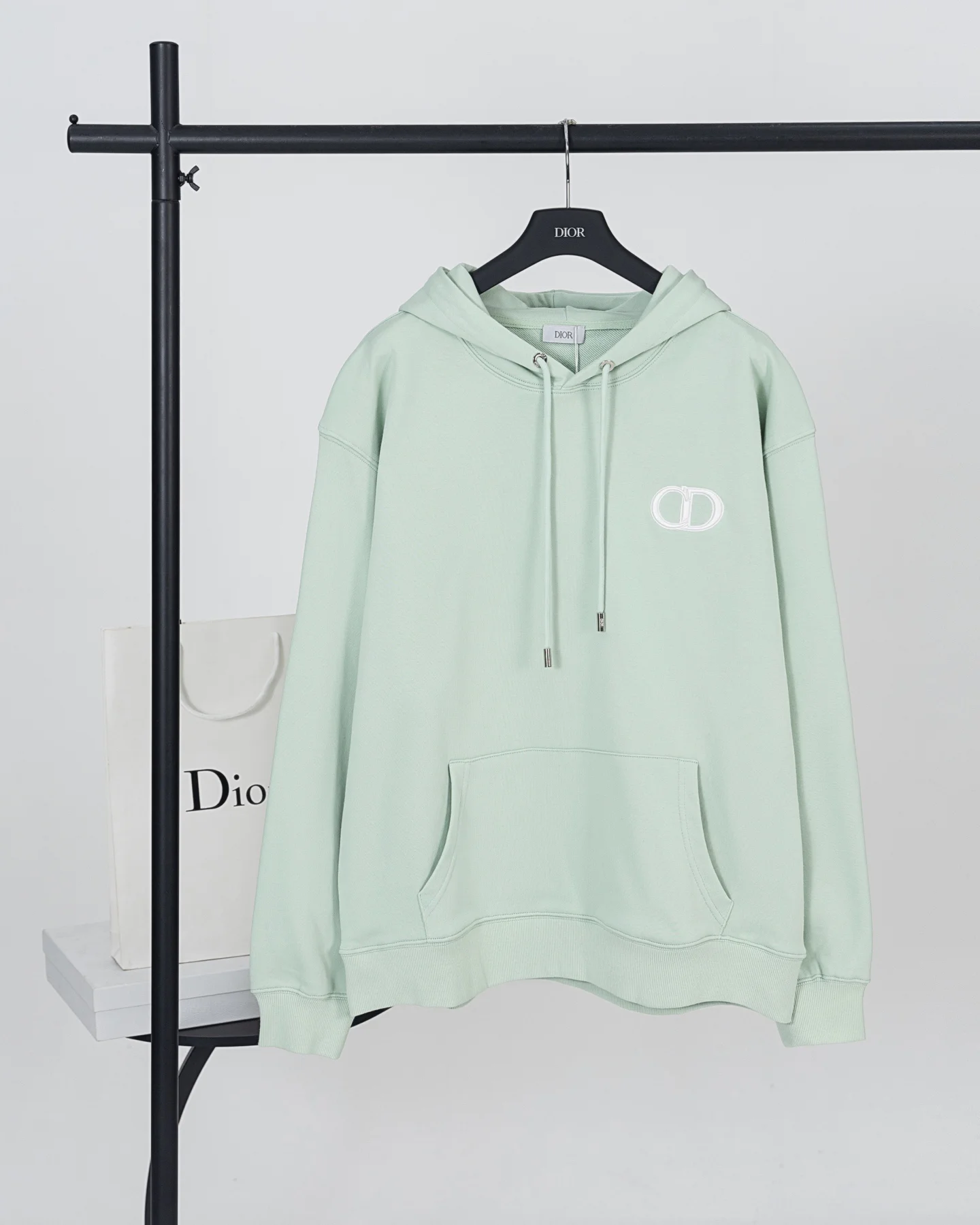 Dior 2024AW Light Green Icon Badge Embroidered Hoodie