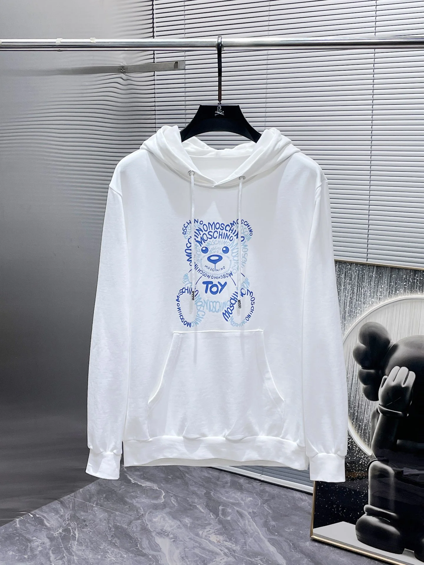 Moschino 2025SS Early Autumn White Hooded Sweatshirt with Toy Bear Print