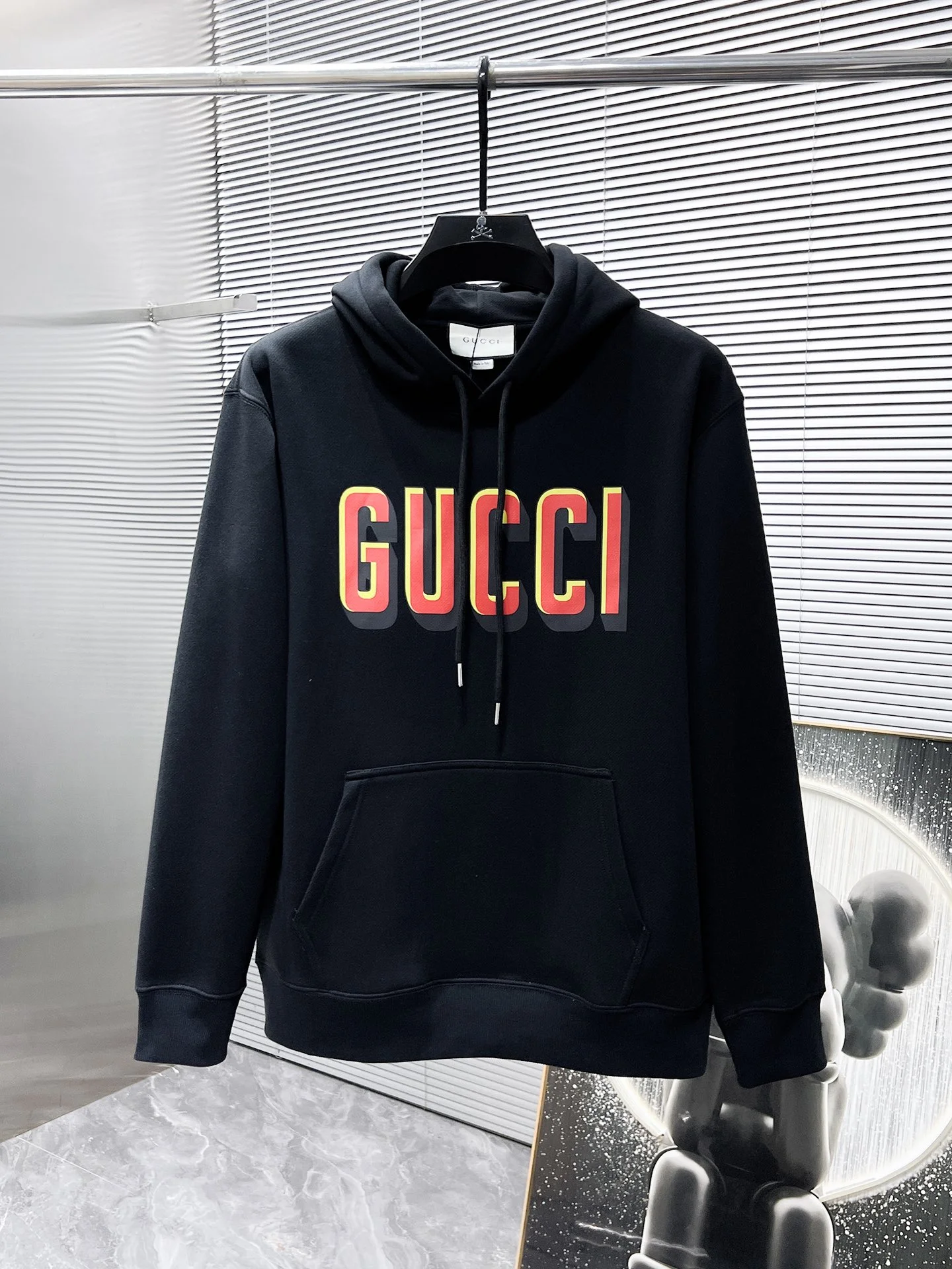 Gucci 2025SS Black Hooded Long-Sleeve Sweatshirt